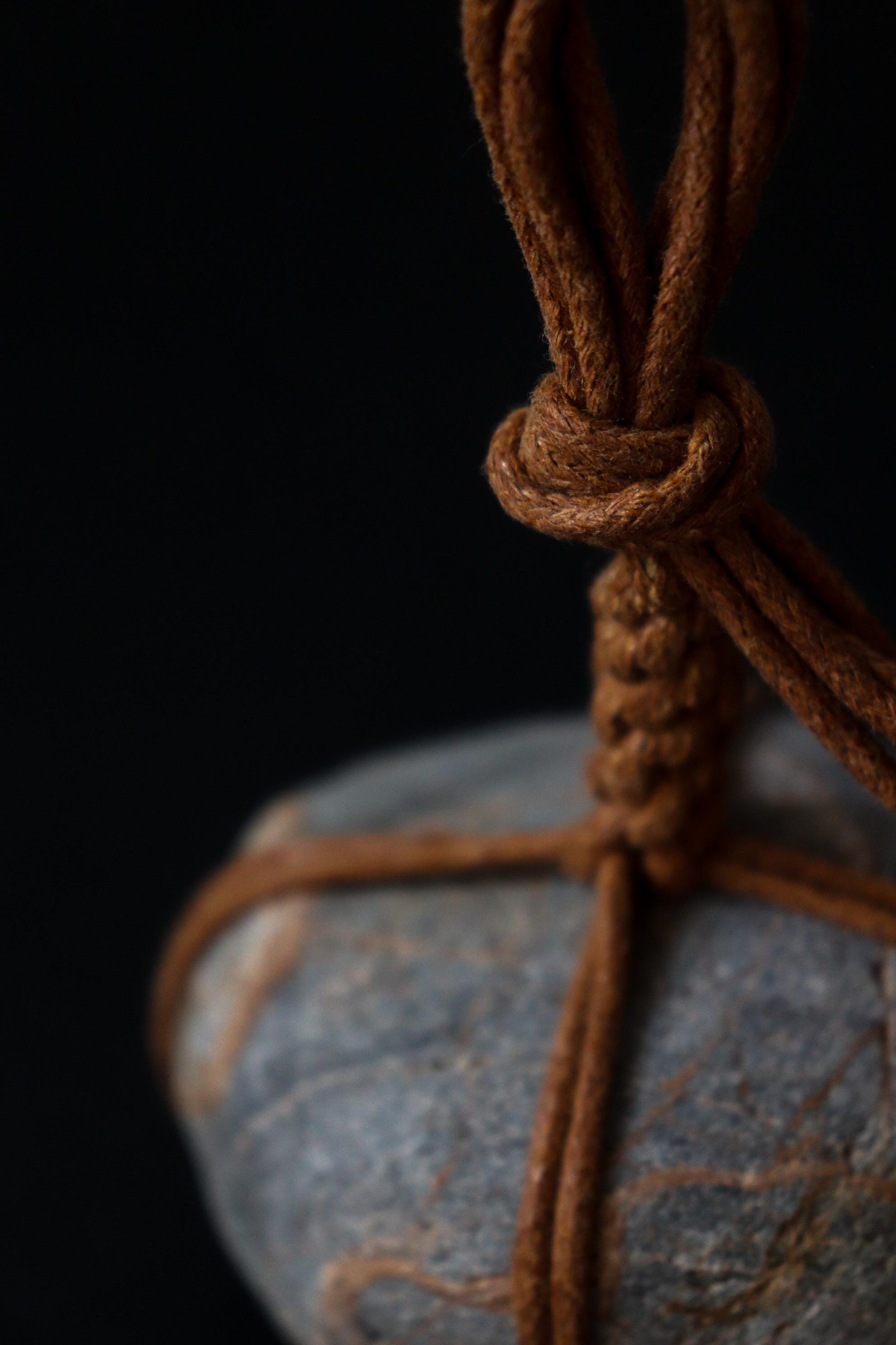 Japanese Sekimori Ishi | Natural Niigata Stone with Cotton Cord | Tea Garden Marker | Wabi Sabi Decor | One of a Kind