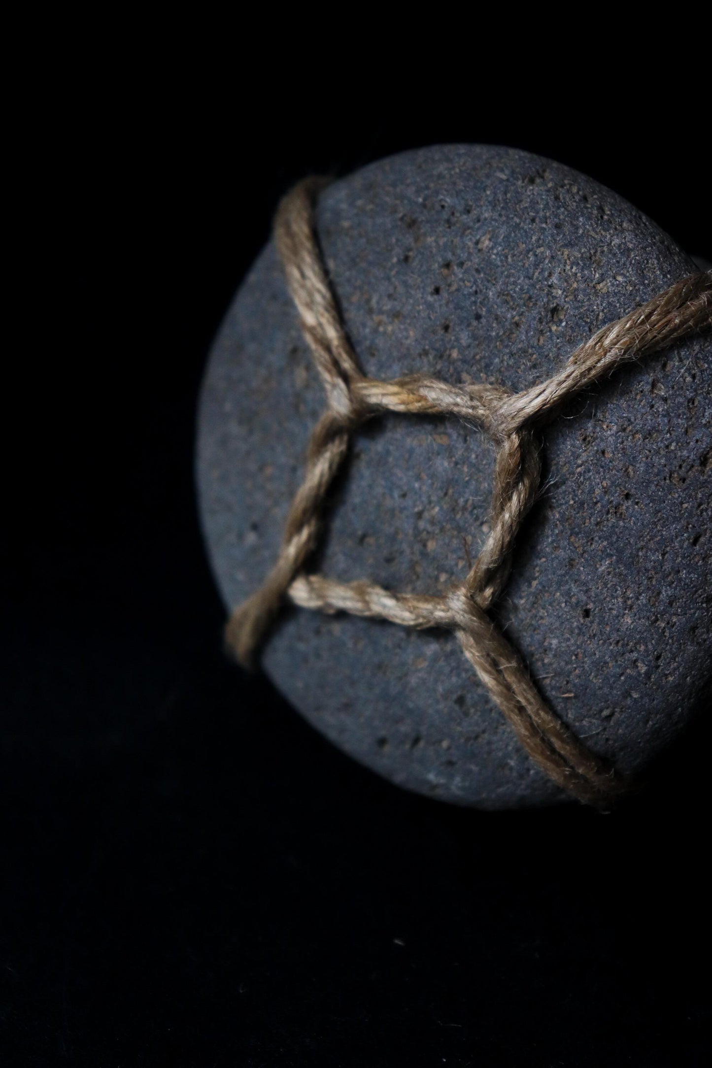 Japanese Two-Tier Sekimori Ishi | Niigata Natural Stone with Hemp Cord | Tea Garden Marker | Wabi Sabi Decor | One of a Kind