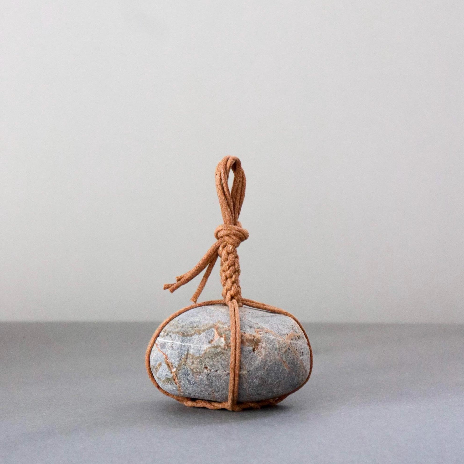 Japanese Sekimori Ishi | Natural Niigata Stone with Cotton Cord | Tea Garden Marker | Wabi Sabi Decor | One of a Kind