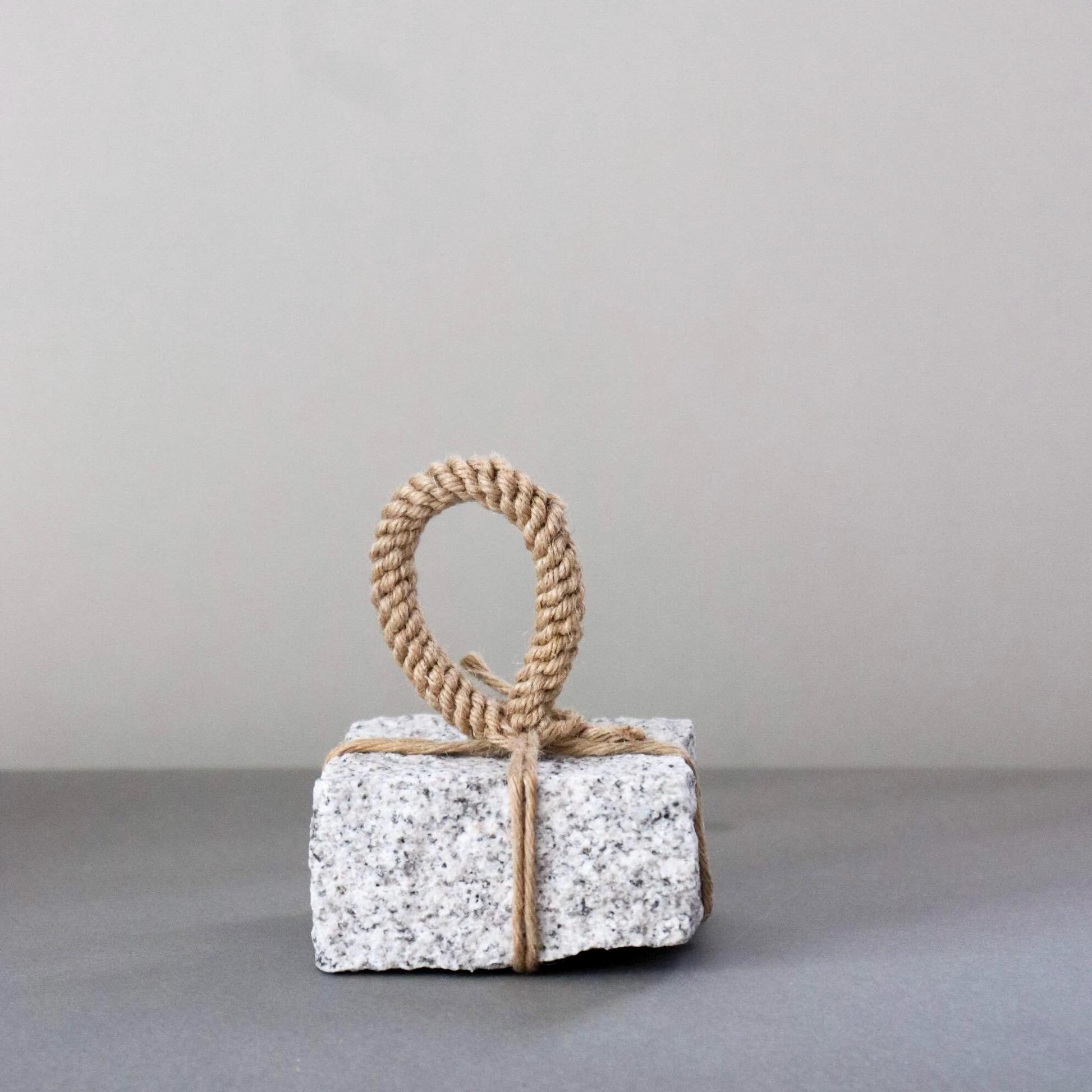 Japanese Sekimori Ishi | White Square Niigata Stone with Hemp Cord | Tea Garden Marker | Wabi Sabi Decor | One of a Kind