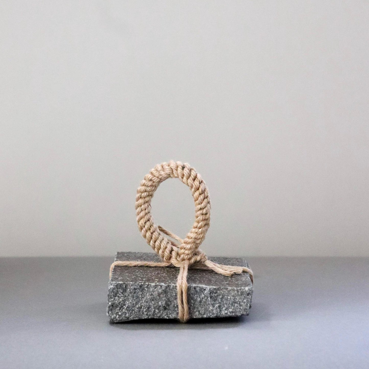 Japanese Sekimori Ishi | Square Niigata Stone with Hemp Cord | Traditional Tea Garden Marker | Wabi Sabi Decor | One of a Kind