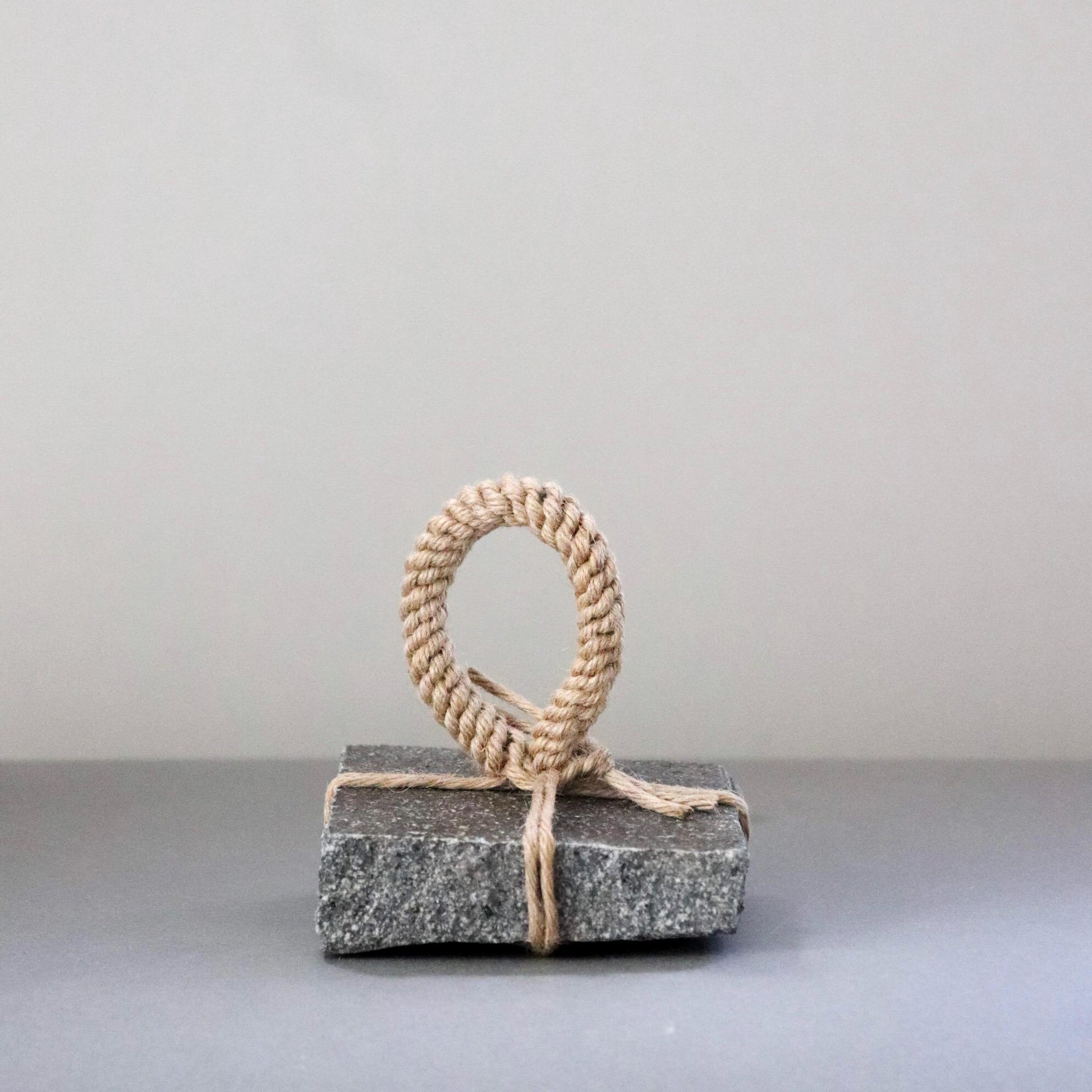 Japanese Sekimori Ishi | Square Niigata Stone with Hemp Cord | Traditional Tea Garden Marker | Wabi Sabi Decor | One of a Kind