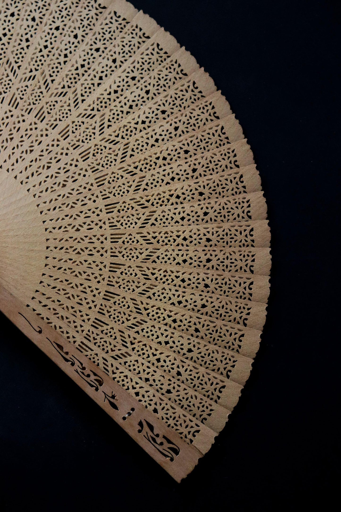 Vintage Japanese Sandalwood Folding Fan No. 02, Carved Wooden Sensu with Artisan Tassel & Paulownia Box, WabiSabi Kitchen Collection