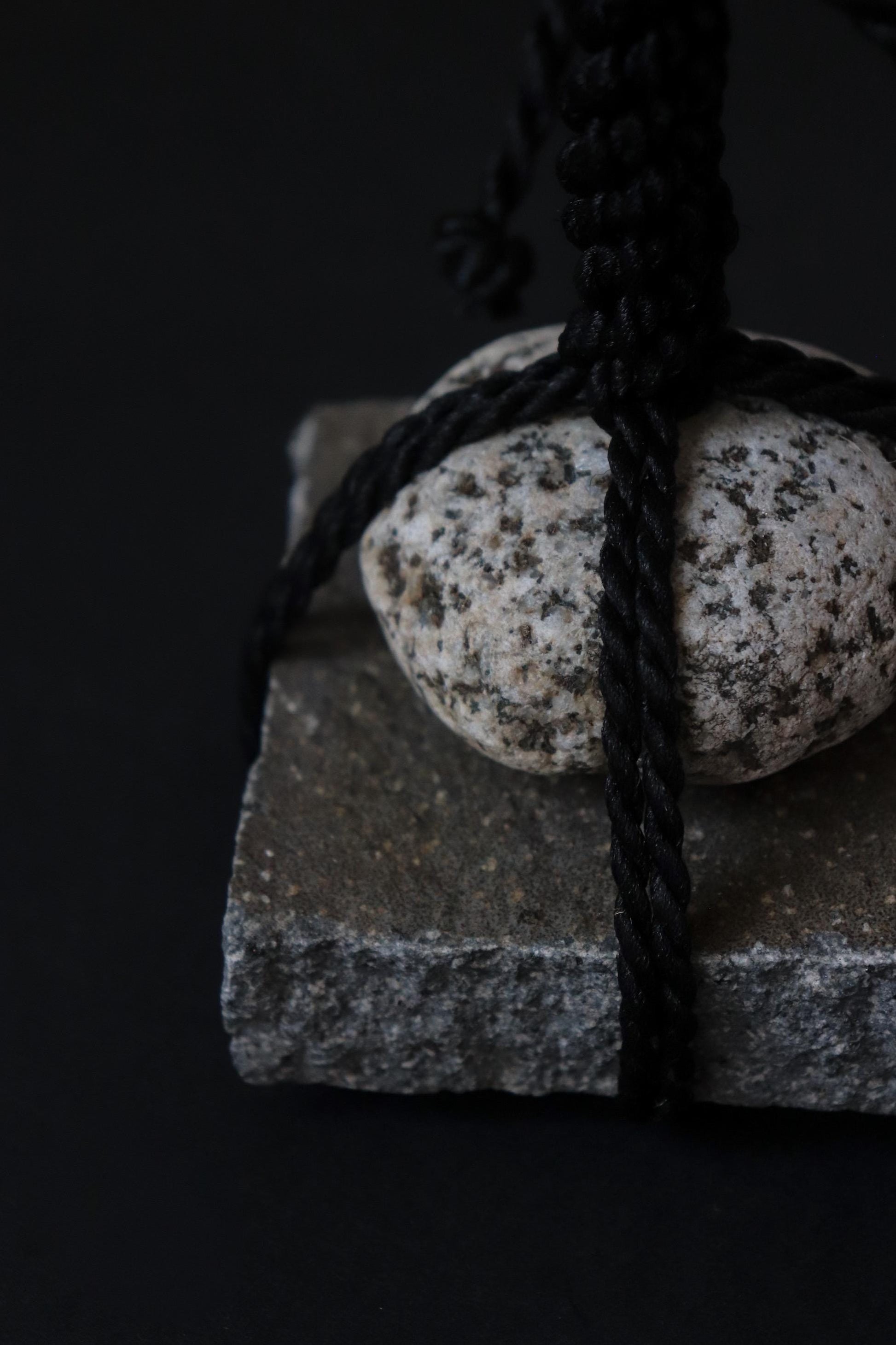 Japanese Sekimori Ishi Stone Marker | Two-Tier Niigata Stone |Traditional Garden Boundary Stone| Wabi Sabi Decor|Made in Japan,One of a Kind