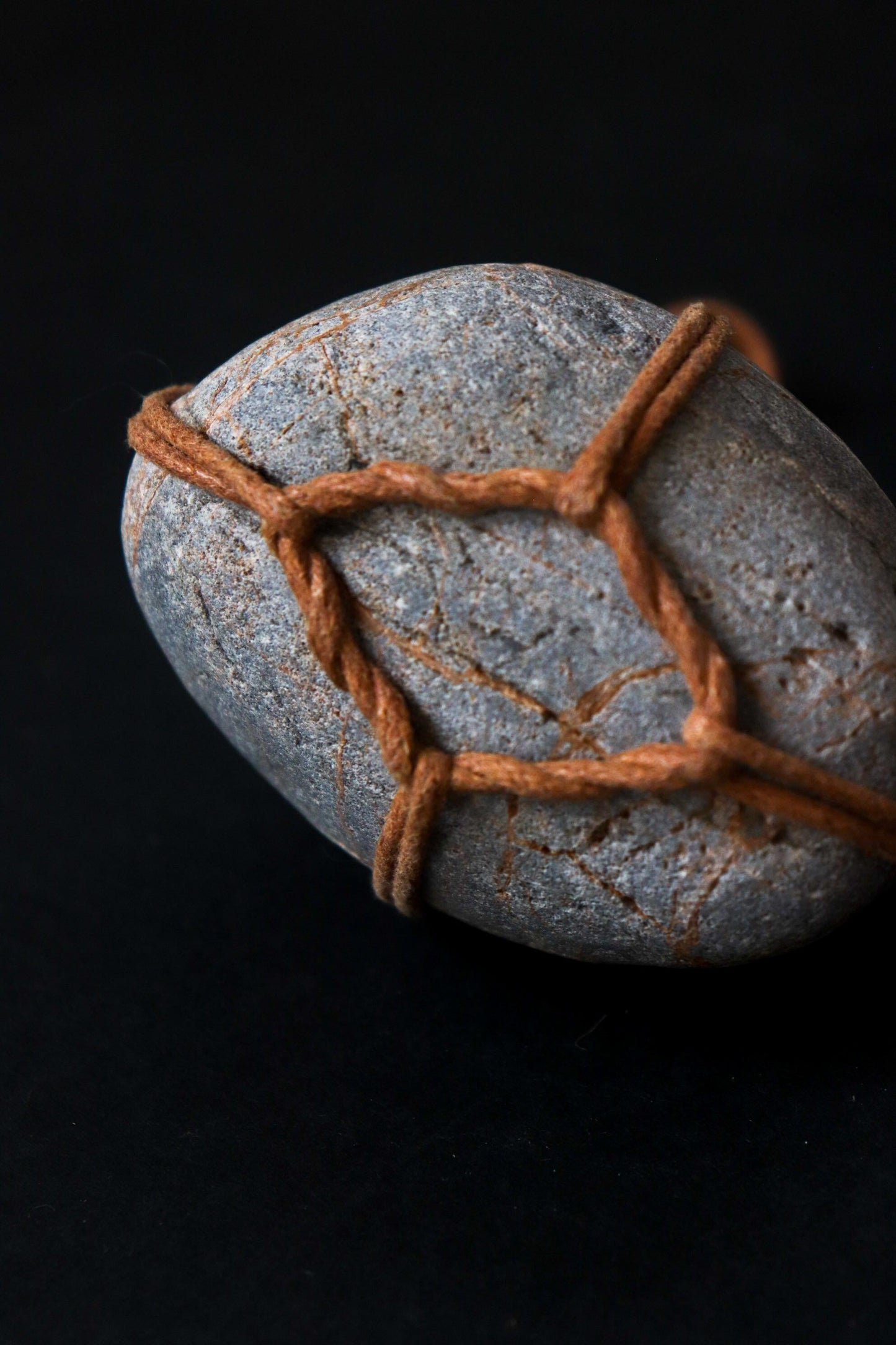 Japanese Sekimori Ishi | Natural Niigata Stone with Cotton Cord | Tea Garden Marker | Wabi Sabi Decor | One of a Kind
