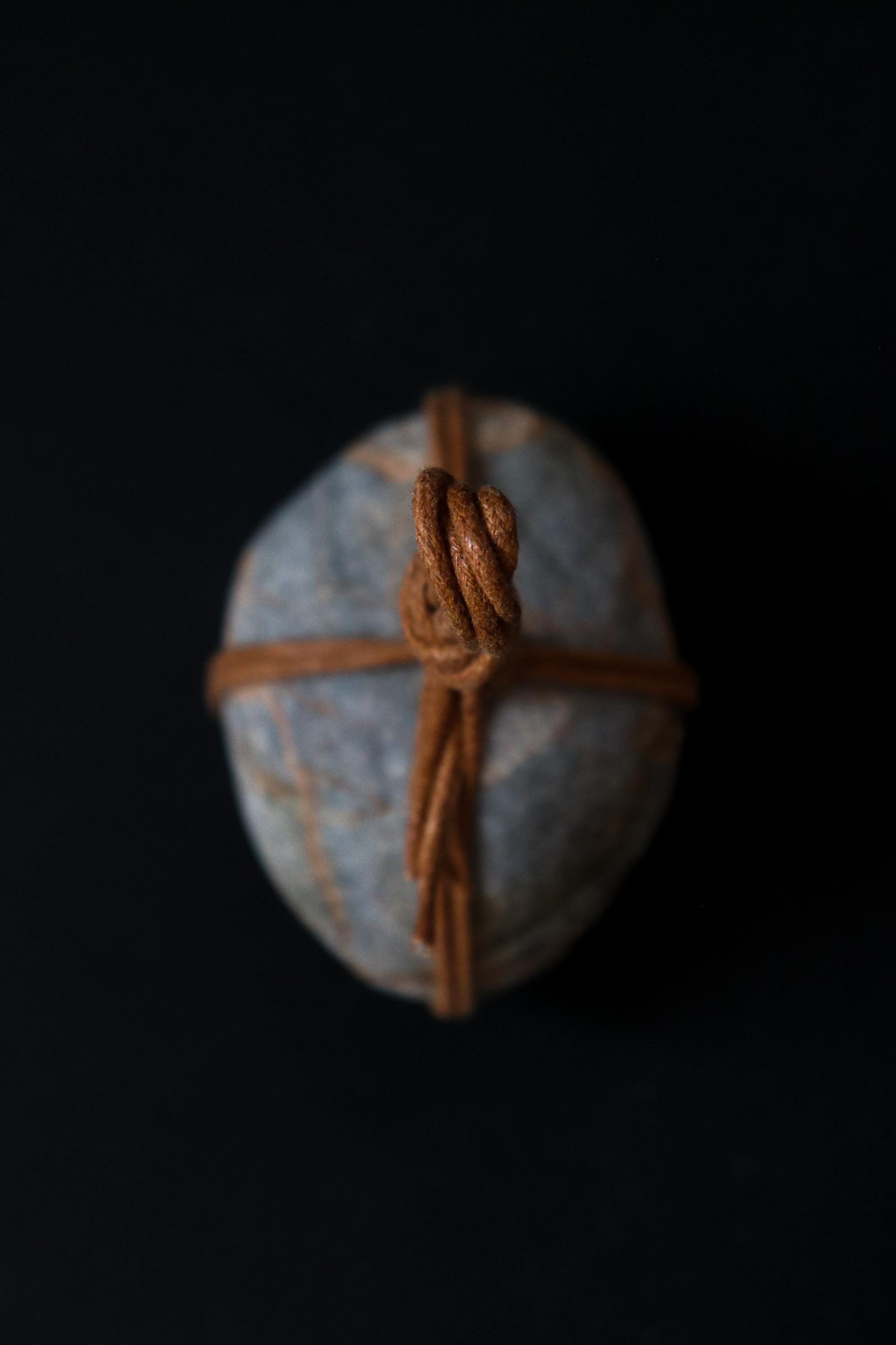 Japanese Sekimori Ishi | Natural Niigata Stone with Cotton Cord | Tea Garden Marker | Wabi Sabi Decor | One of a Kind