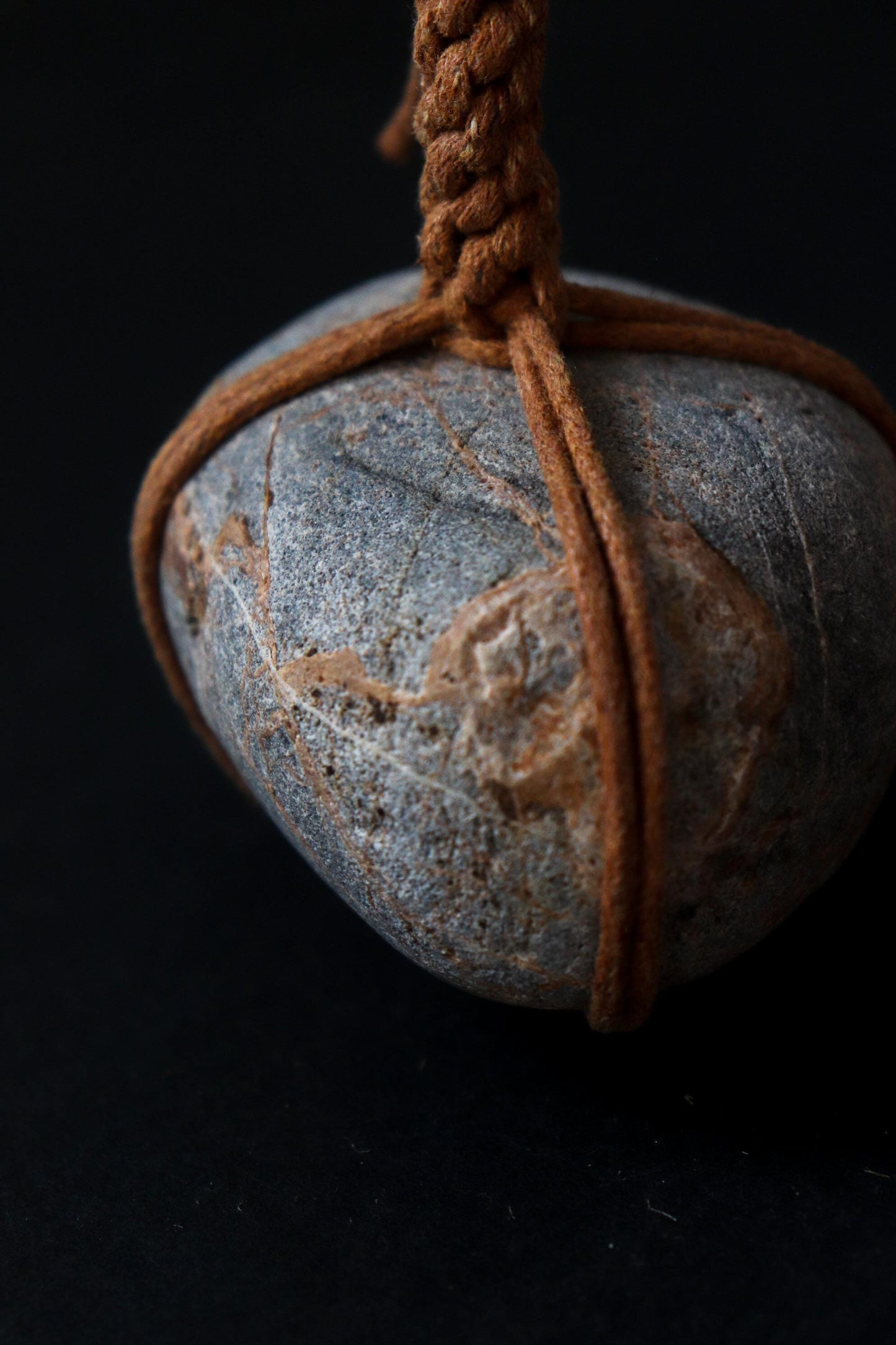 Japanese Sekimori Ishi | Natural Niigata Stone with Cotton Cord | Tea Garden Marker | Wabi Sabi Decor | One of a Kind