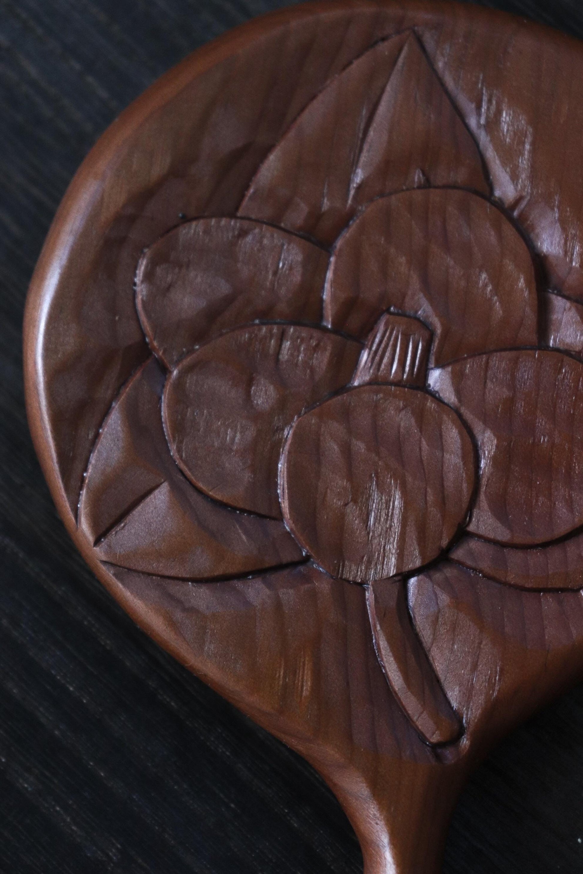 Vintage Japanese Ichii Ittobori Hand Mirror, Hida Takayama Traditional Wood Carving, Carved Wooden Vanity Mirror, Made in Japan
