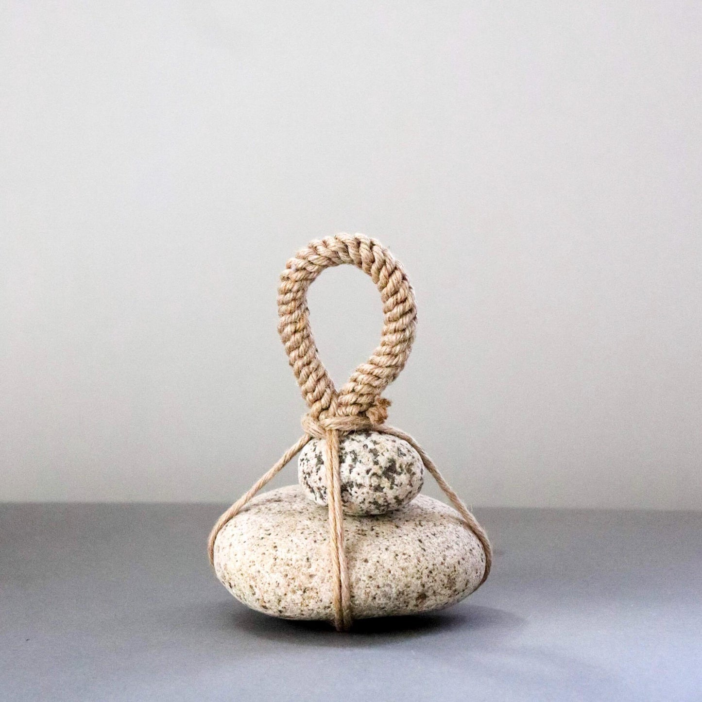 Japanese Two-Tier Sekimori Ishi | Natural Niigata Stone | Hemp Cord | Tea Garden Marker | Wabi Sabi Decor | One of a Kind