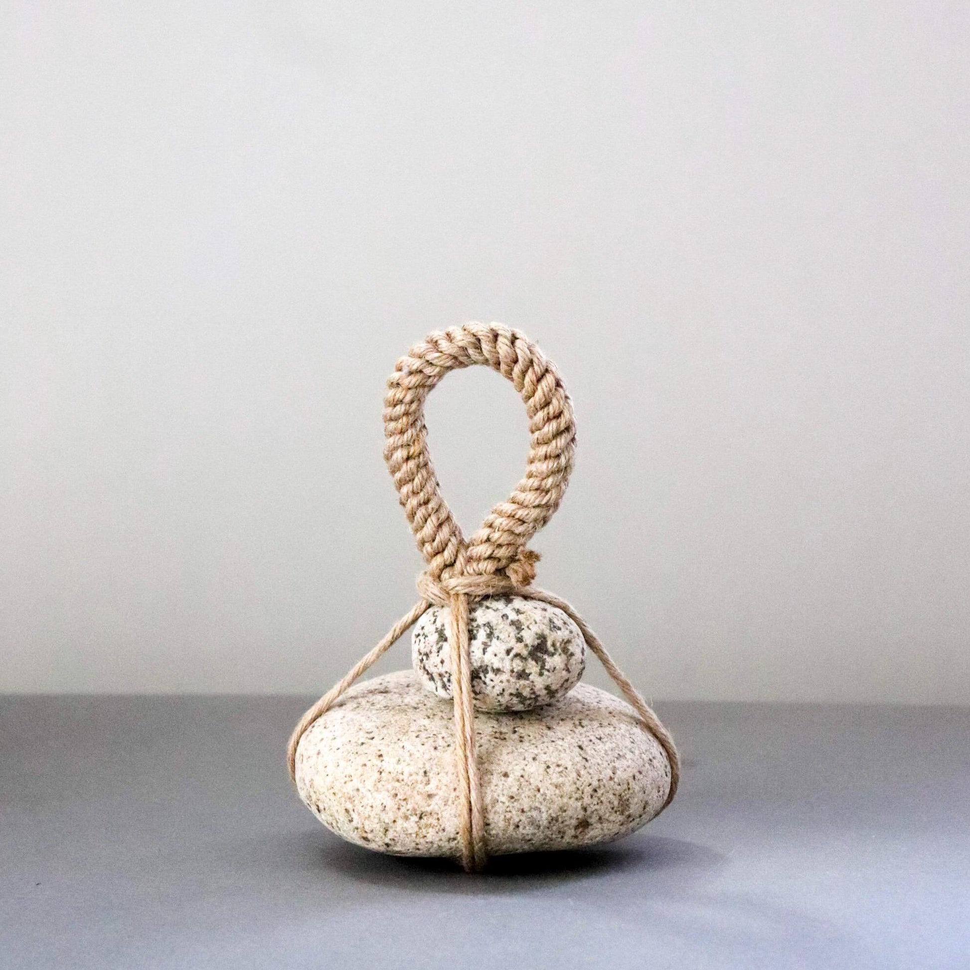 Japanese Two-Tier Sekimori Ishi | Natural Niigata Stone | Hemp Cord | Tea Garden Marker | Wabi Sabi Decor | One of a Kind