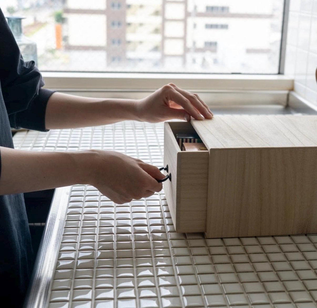 Japanese Matcha Storage Box, Paulownia Wood Tea Utensil Organizer, Kiribako Drawer Box, Chawan Chasen Storage, Made in Japan