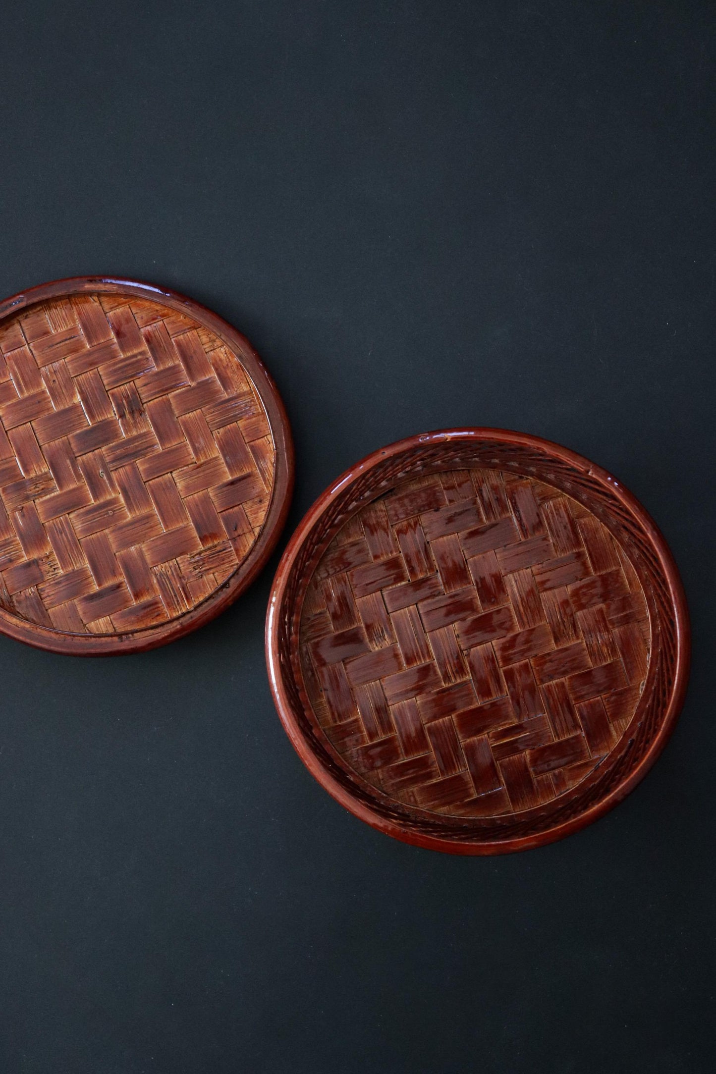 Vintage Japanese Bamboo Sweet Box, Yufu Oita Bamboo Craft, Lacquered Woven Basket with Lid, Traditional Kashiki, Made in Japan