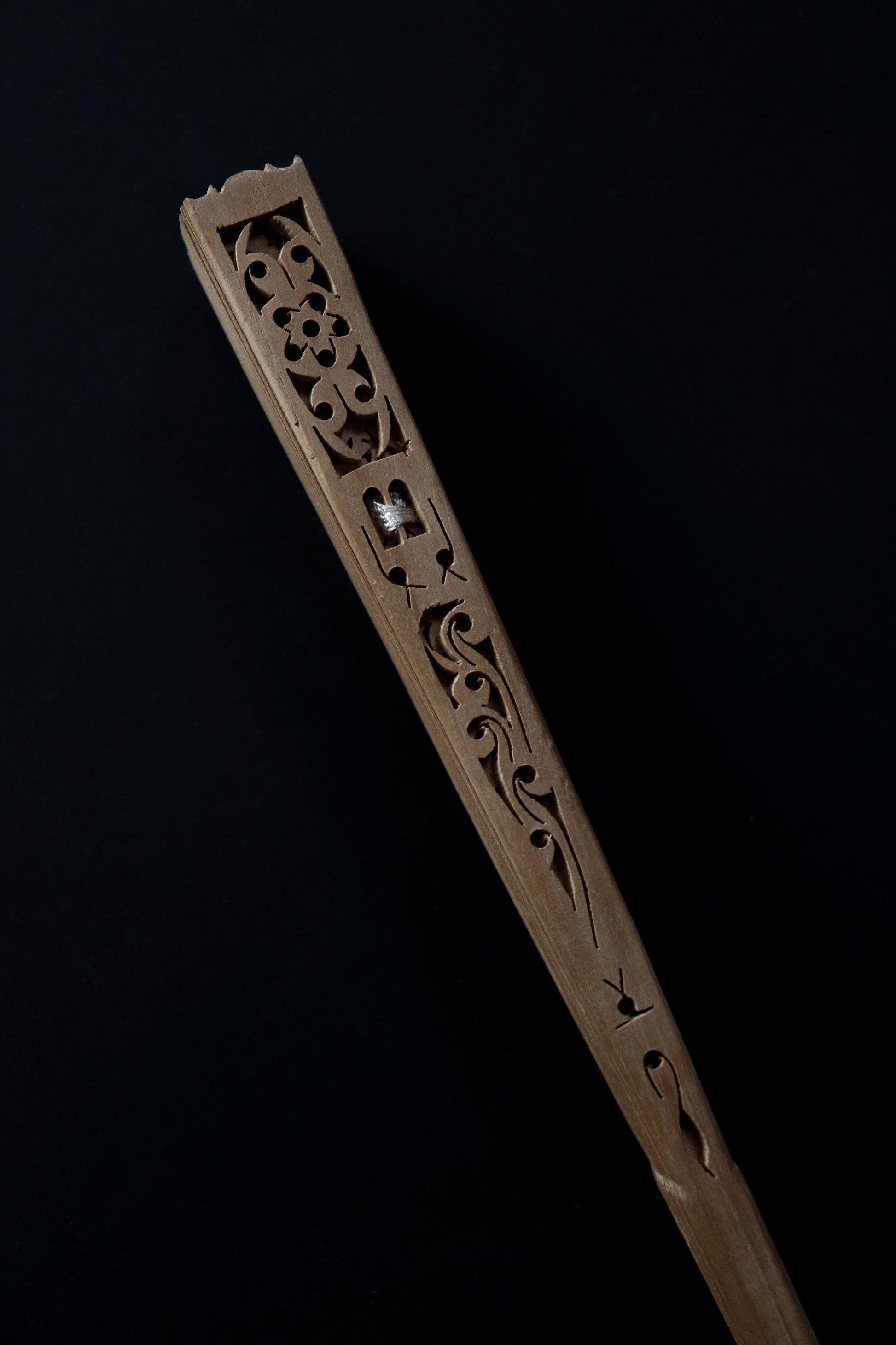 Vintage Japanese Sandalwood Folding Fan No. 03, Carved Openwork Sensu with Artisan Tassel & Paulownia Box, WabiSabi Kitchen Collection
