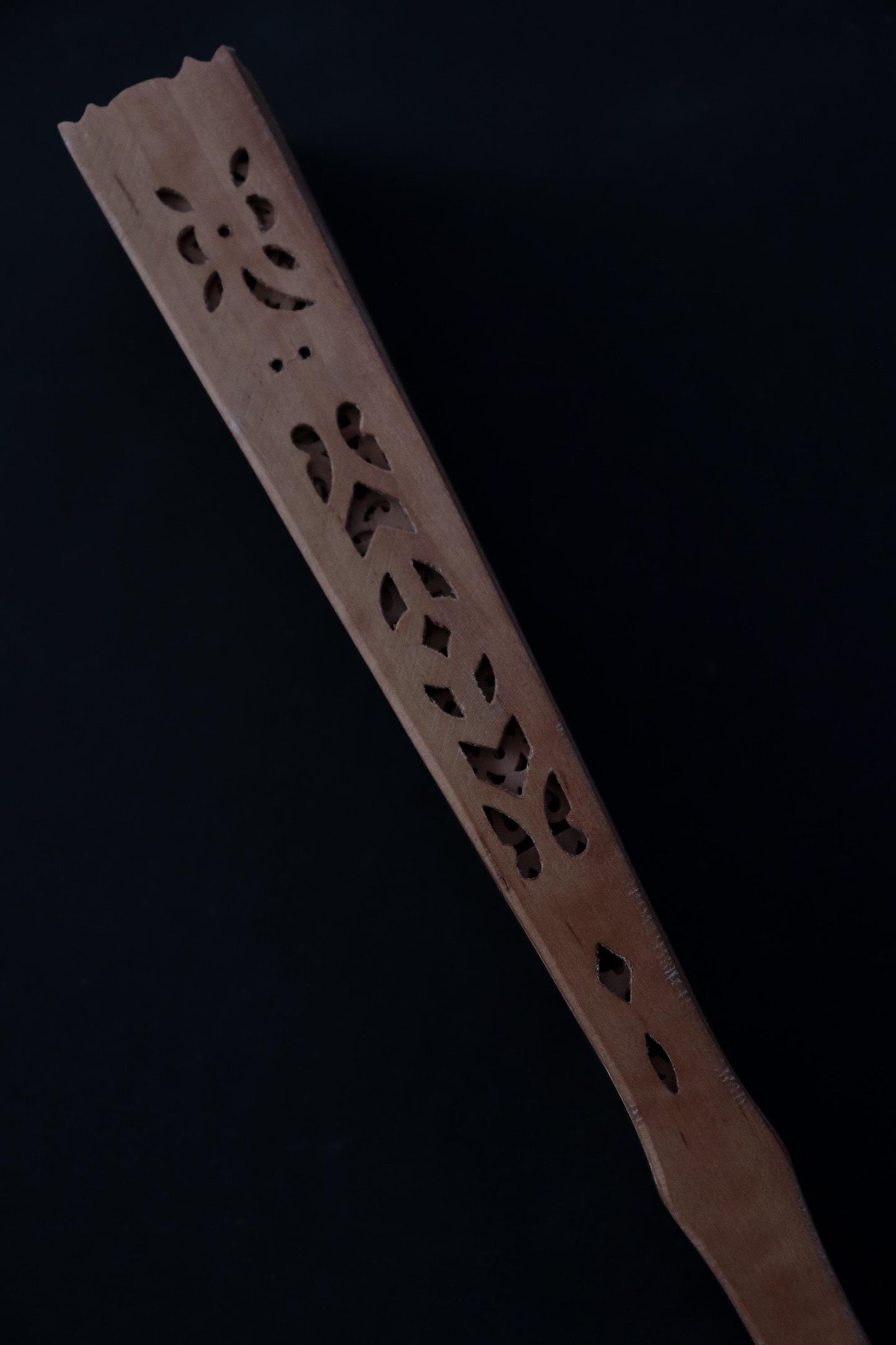 Vintage Japanese Sandalwood Folding Fan No. 01, Carved Wooden Sensu with Artisan Tassel & Paulownia Box, WabiSabi Kitchen Collection