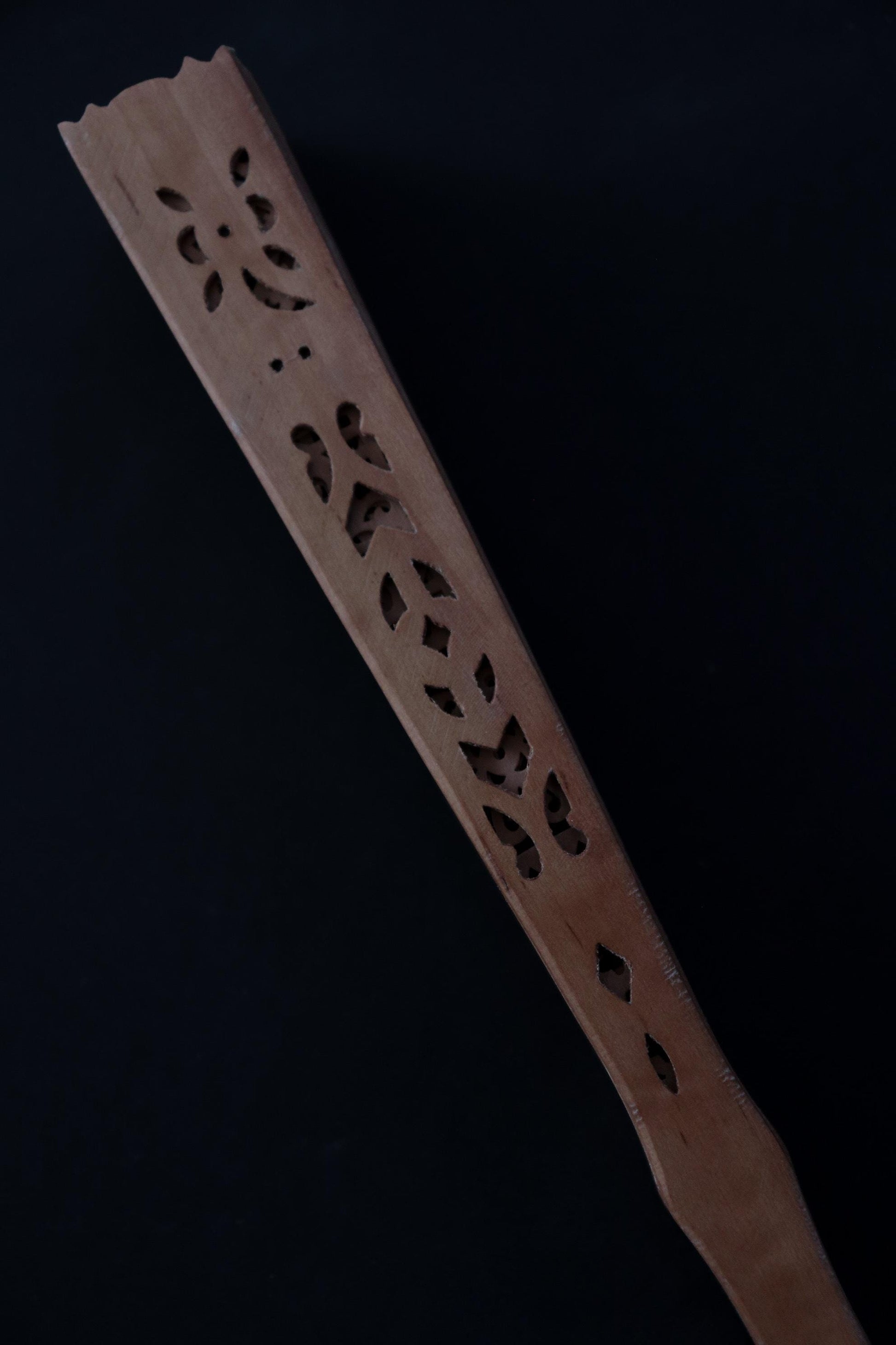 Vintage Japanese Sandalwood Folding Fan No. 01, Carved Wooden Sensu with Artisan Tassel & Paulownia Box, WabiSabi Kitchen Collection
