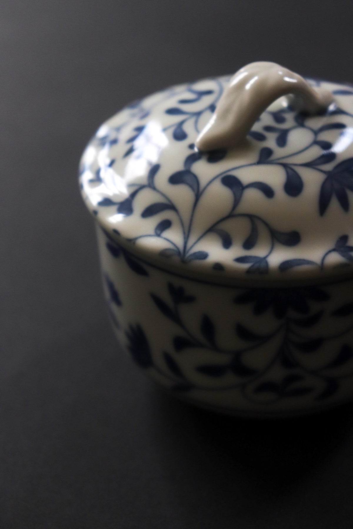 Japanese Blue & White Lidded Porcelain Bowl, Sometsuke Karakusa Covered Bowl, Small Serving Bowl, Made in Japan