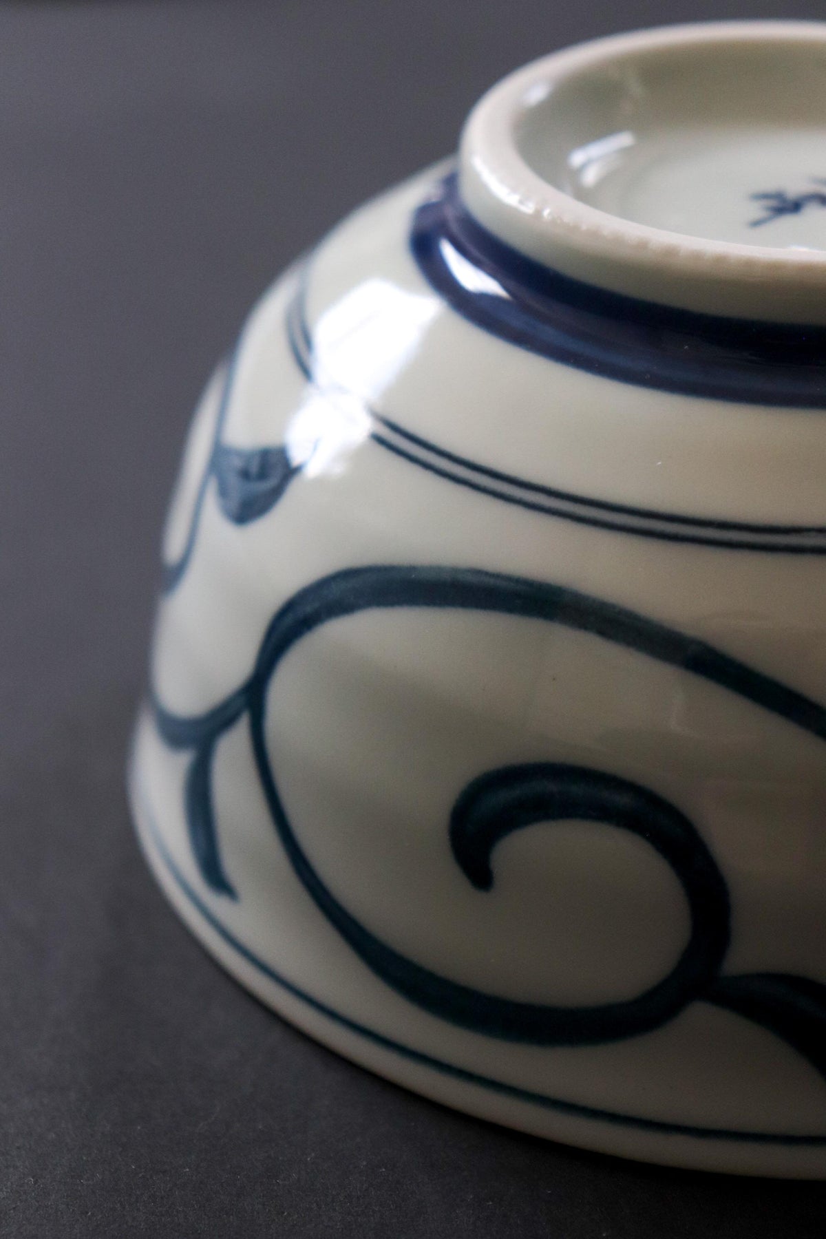 Japanese Mino Ware Small Donburi Bowl, Blue & White Karakusa Rice Bowl, Udon Soba Soup Bowl, Made in Japan