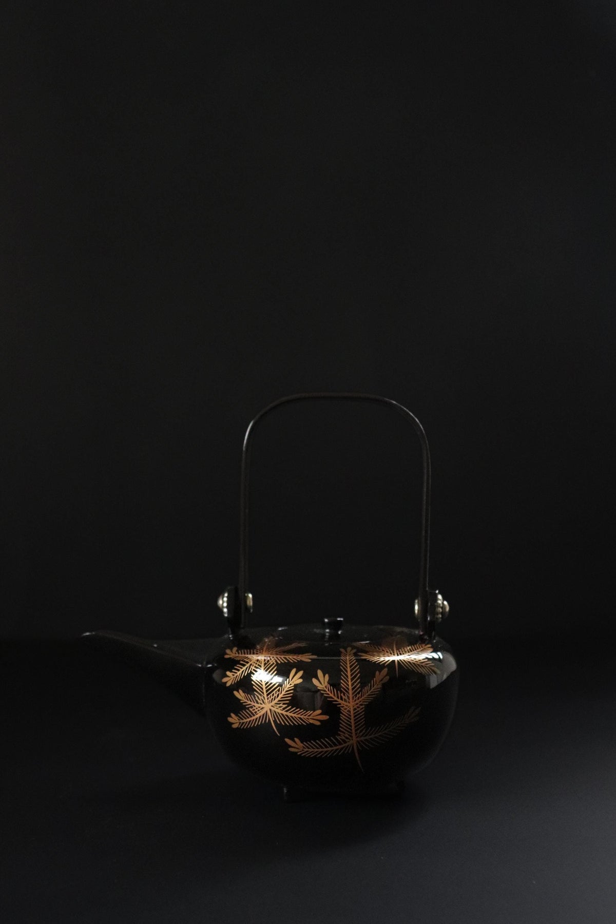 Vintage Japanese Lacquerware Choshi Sake Pourer, Maki-e Toso Vessel, Black Lacquer Wooden Ceremonial Ware