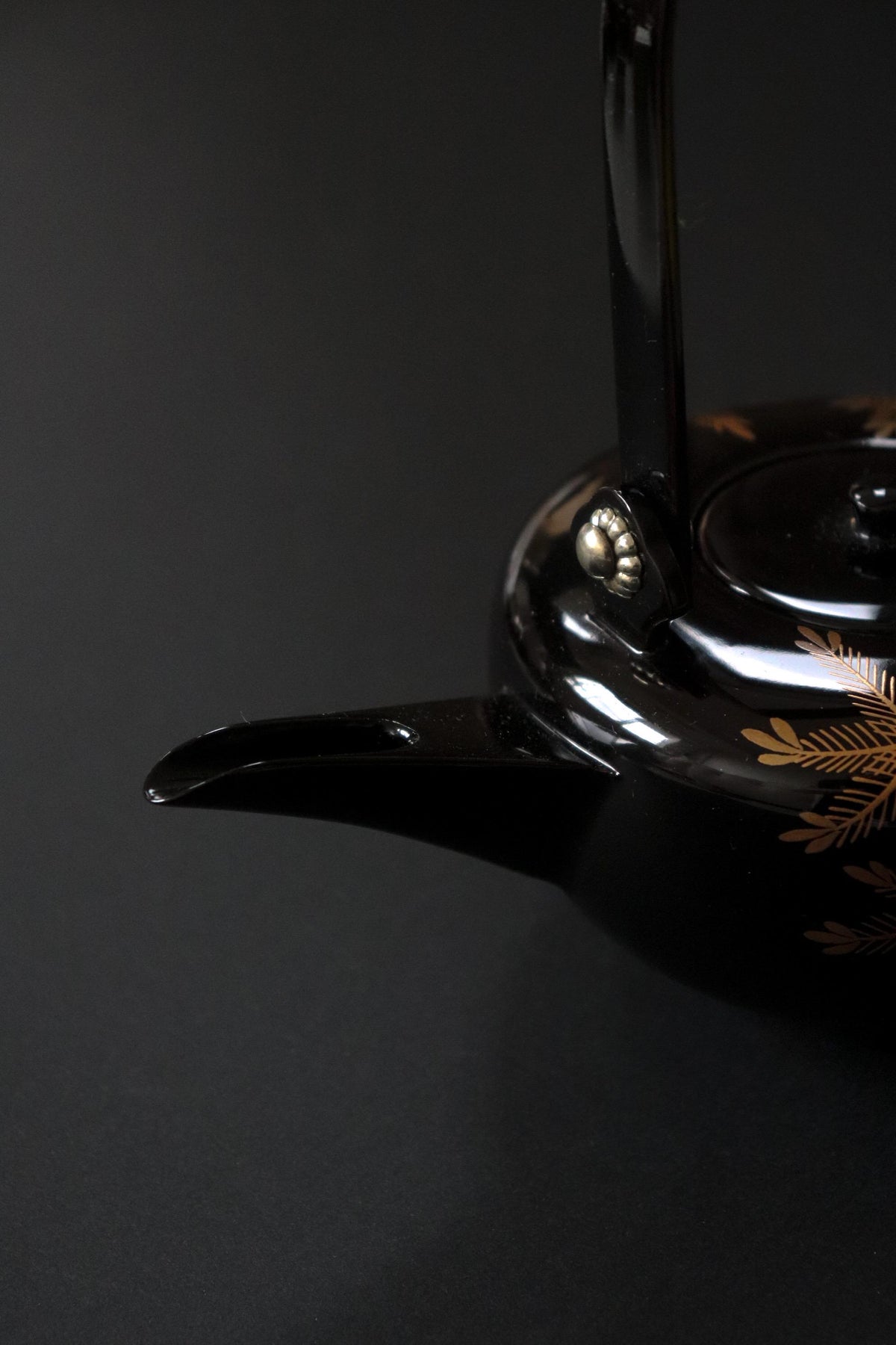 Vintage Japanese Lacquerware Choshi Sake Pourer, Maki-e Toso Vessel, Black Lacquer Wooden Ceremonial Ware