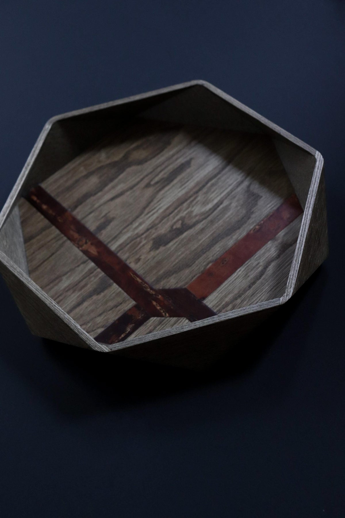 Vintage Kakunodate Kabazaiku Cherry Bark Tray, Akita Traditional Japanese Craft, Geometric Wood Tray with Box