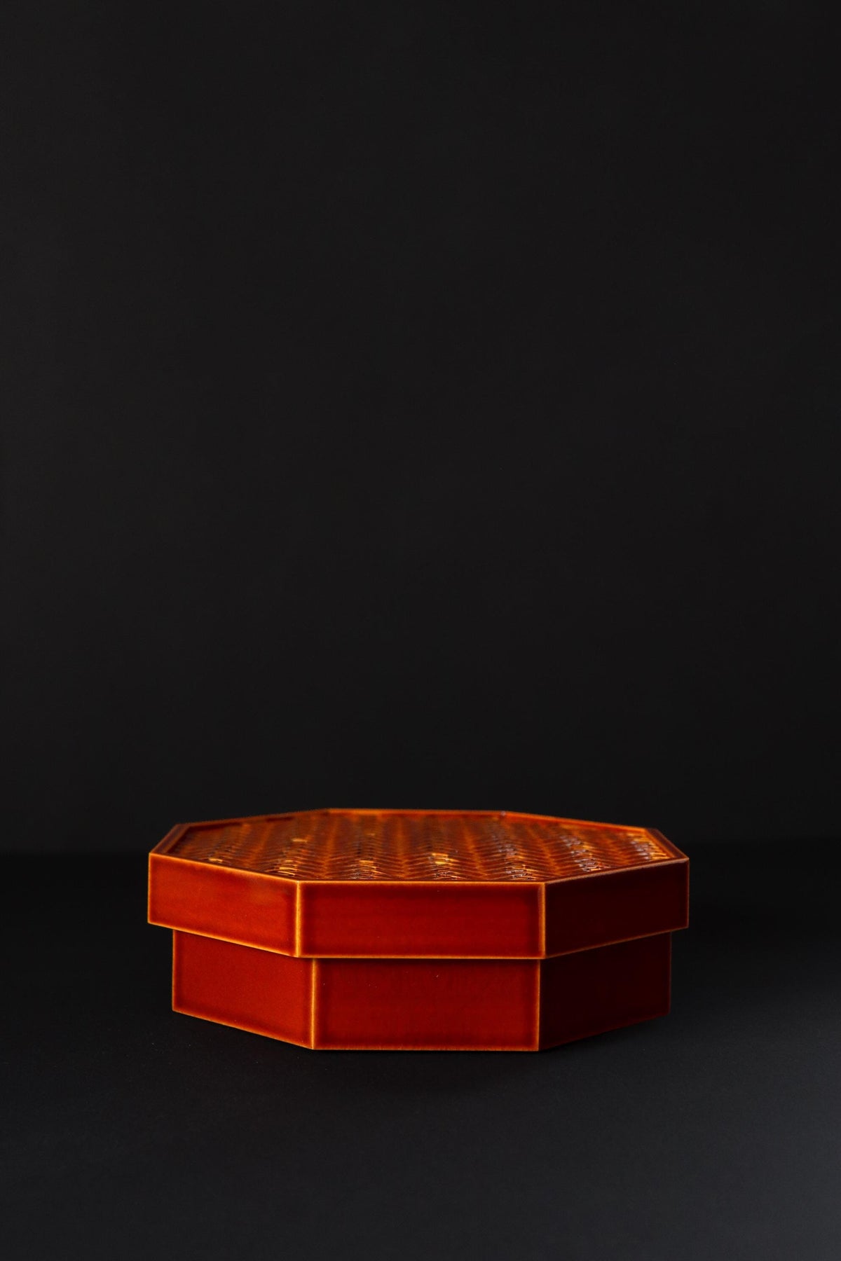 Vintage Hida Shunkei Ajiro Yae Lidded Box, Takayama Japanese Lacquerware, Octagonal Woven Craft