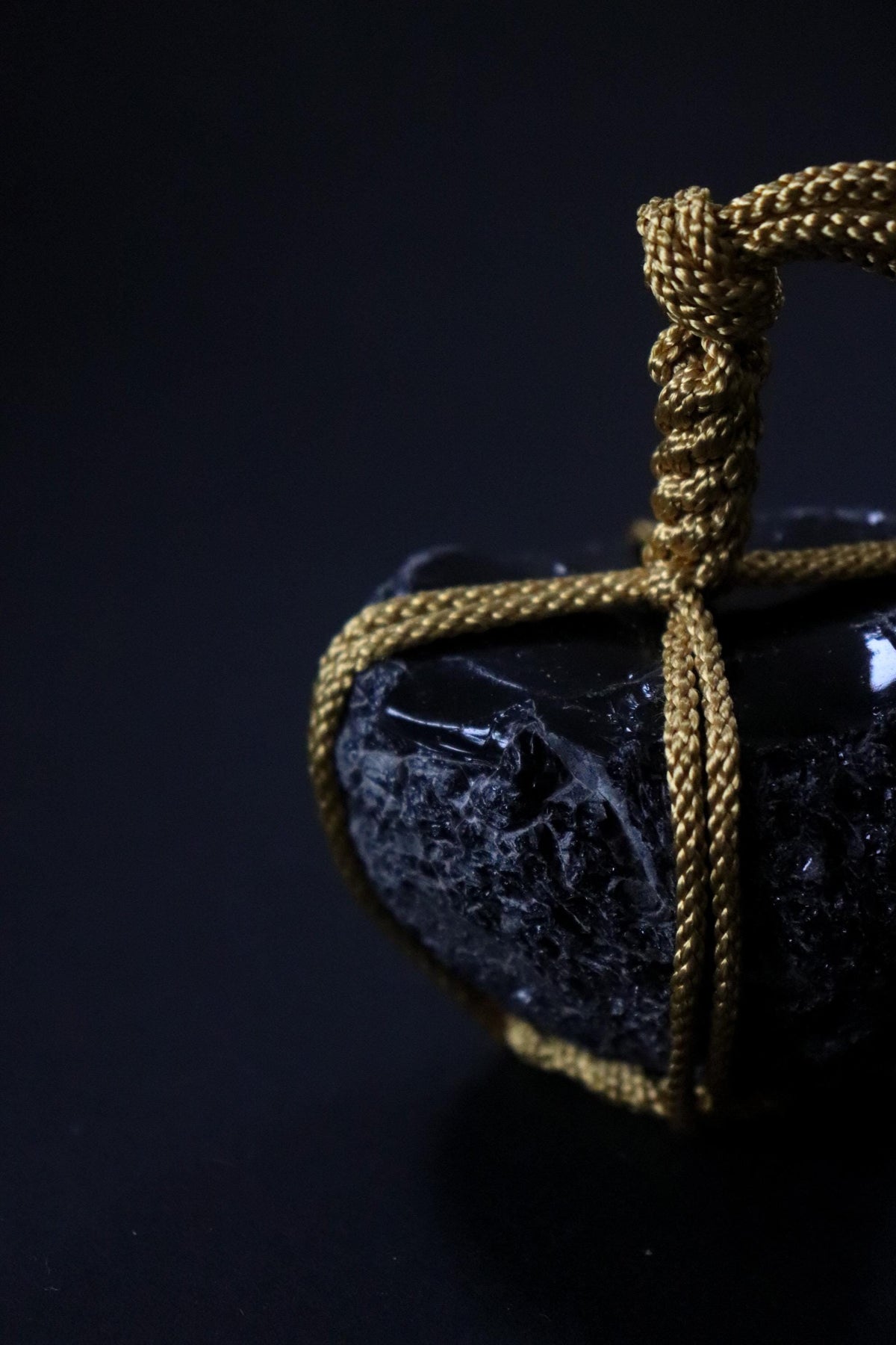 Japanese Sekimori-ishi Barrier Stone, Hokkaido Obsidian with Natural Fractured Surface, Wabi Sabi Garden Object