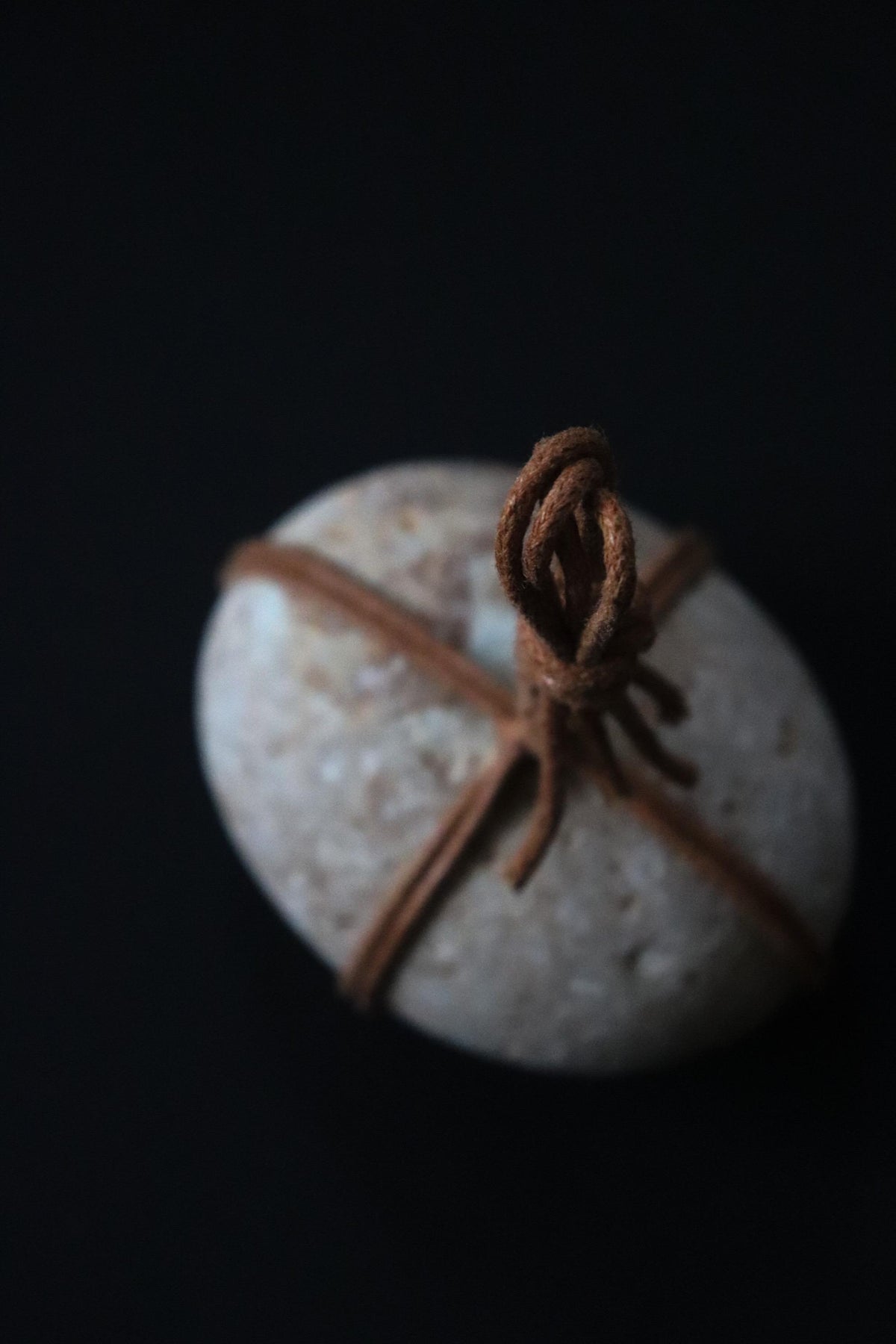 Japanese Sekimori-ishi Barrier Stone, Niigata Yakuseki Stone with Cotton Cord, Wabi Sabi Garden Object