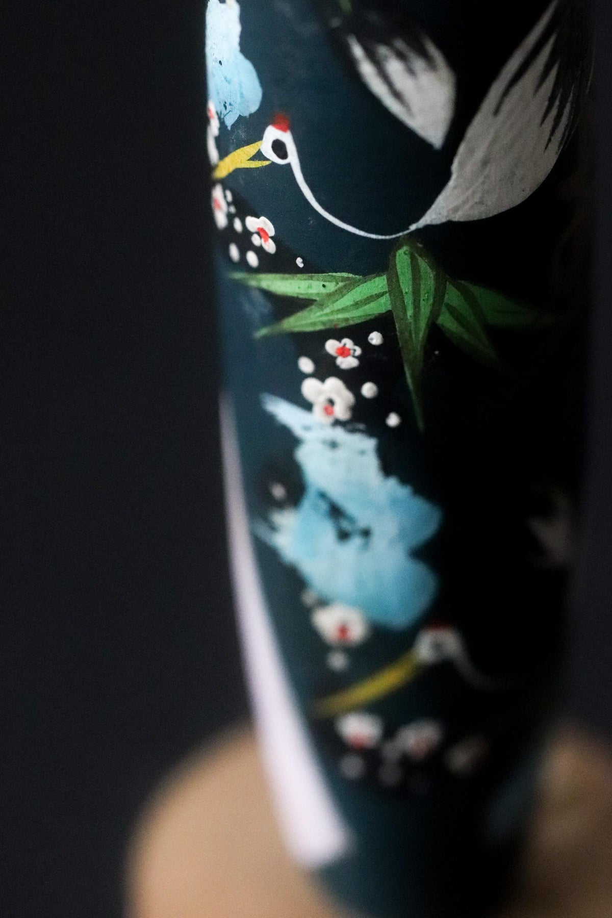 Vintage Dazaifu Japanese Mother & Child Kokeshi Doll, Crane Motif Wooden Folk Art, 24cm