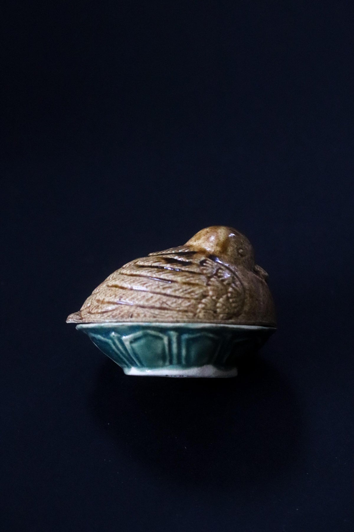 Vintage Japanese Duck Kogo Incense Container, Cherry Blossom Ceramic Sculpture, Signed Hokyu, Tea Ceremony Object, Original Box