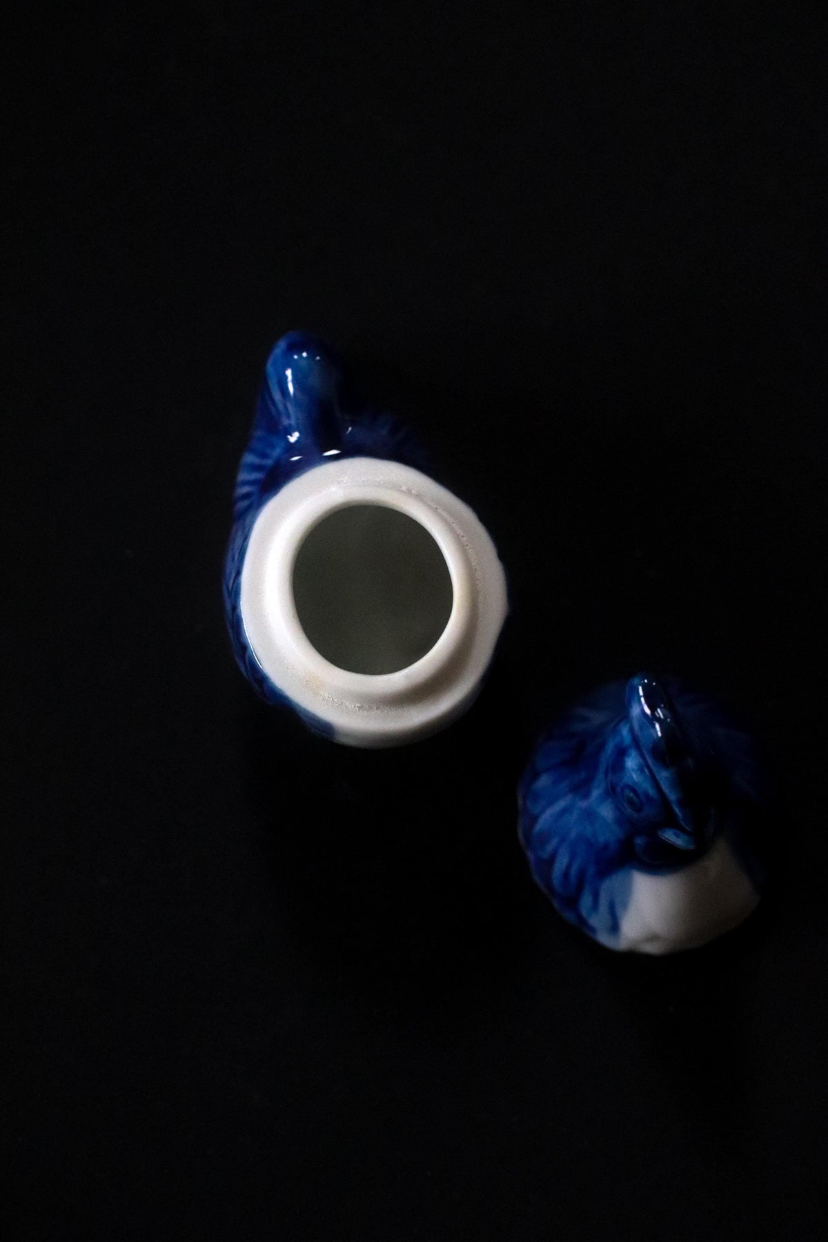 Vintage Japanese Rooster Kogo Incense Container, Blue and White Sometsuke Ceramic, Zodiac Bird Sculpture, Tea Ceremony Object, Original Box