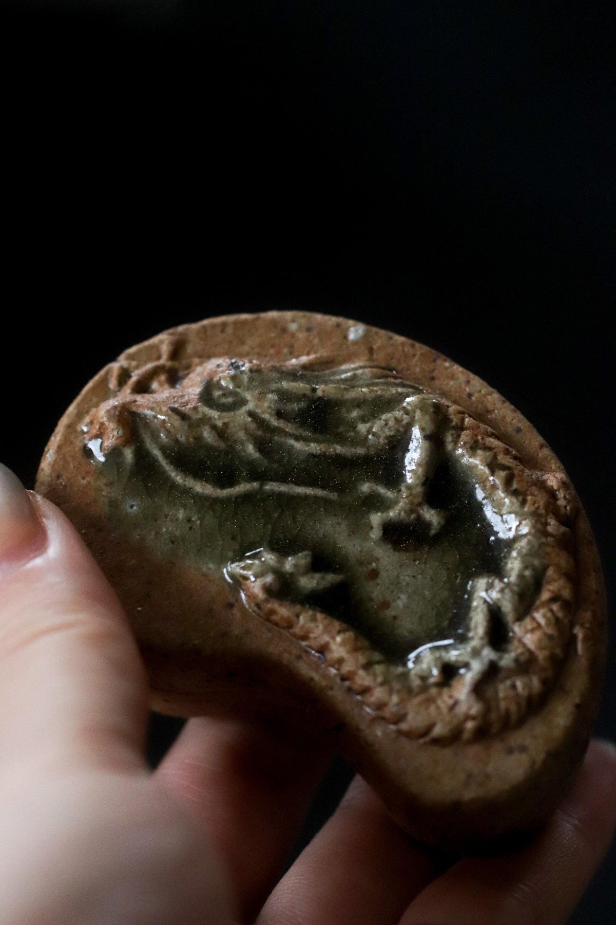 Vintage Japanese Iga Ware Kogo, Dragon Zodiac Incense Container, Signed Artist Ceramic, Tatsudoshi Tea Ceremony Object, Original Box
