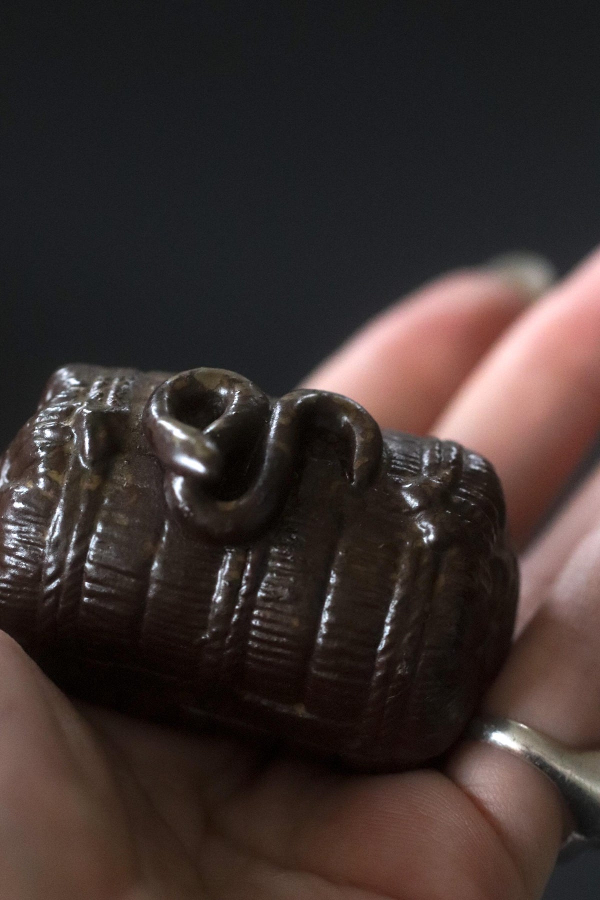 Vintage Japanese Snake Kogo, Ise Banko Ware, Zodiac Snake Ceramic Incense Container, Tea Ceremony Object