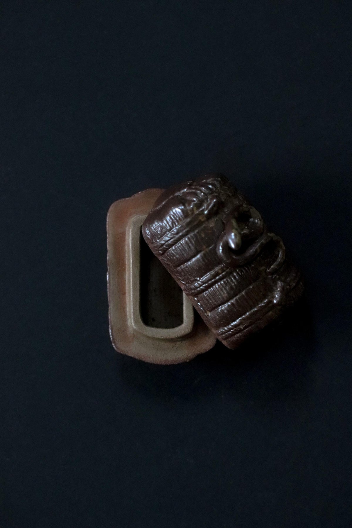 Vintage Japanese Snake Kogo, Ise Banko Ware, Zodiac Snake Ceramic Incense Container, Tea Ceremony Object