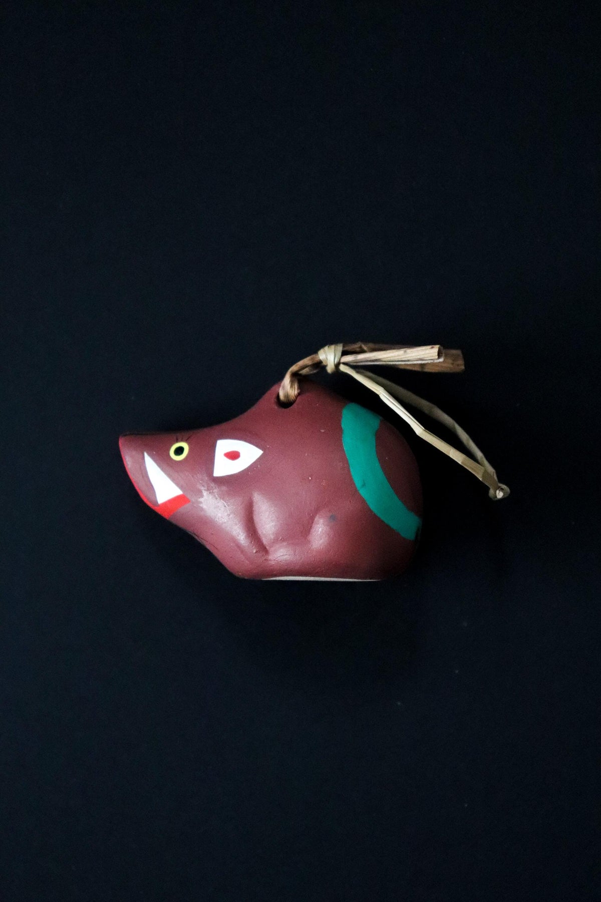 Vintage Nogomi Dolls Set of 2, Japanese Boar Zodiac Clay Bells, Saga Folk Art, Original Box