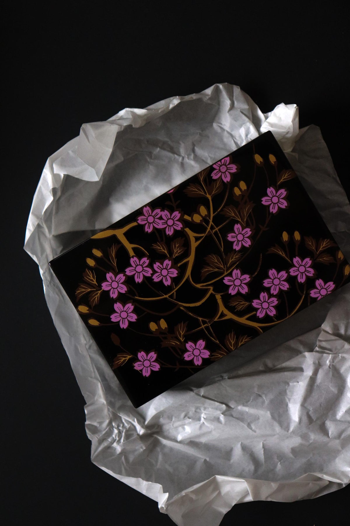 Vintage Takaoka Lacquerware Maki-e Box, Japanese Floral Lacquer Craft, Traditional Kogei, Original Box