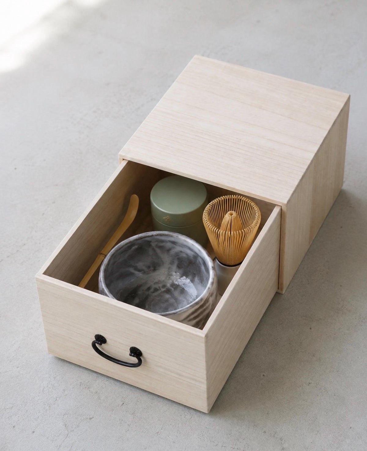 Japanese Matcha Storage Box, Paulownia Wood Tea Utensil Organizer, Kiribako Drawer Box, Chawan Chasen Storage, Made in Japan