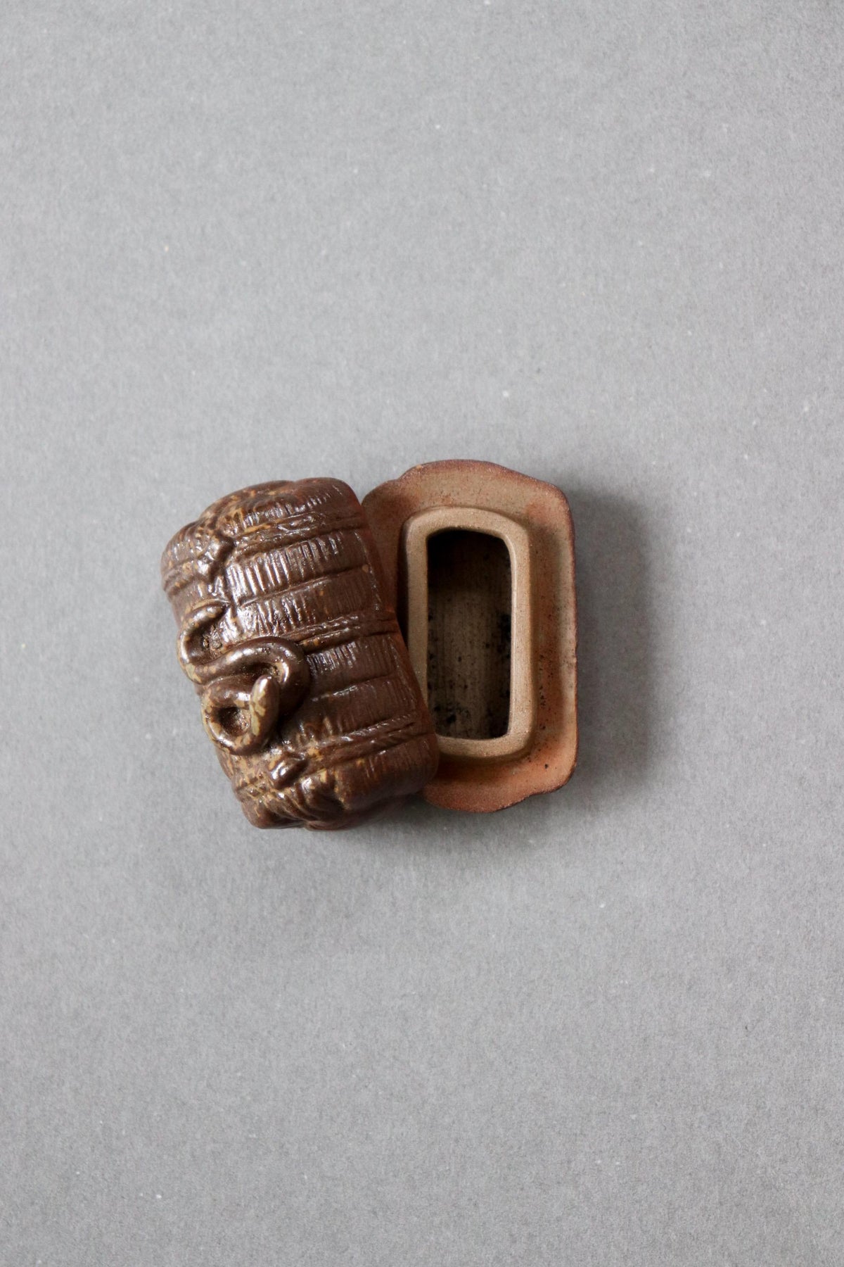 Vintage Japanese Snake Kogo, Ise Banko Ware, Zodiac Snake Ceramic Incense Container, Tea Ceremony Object