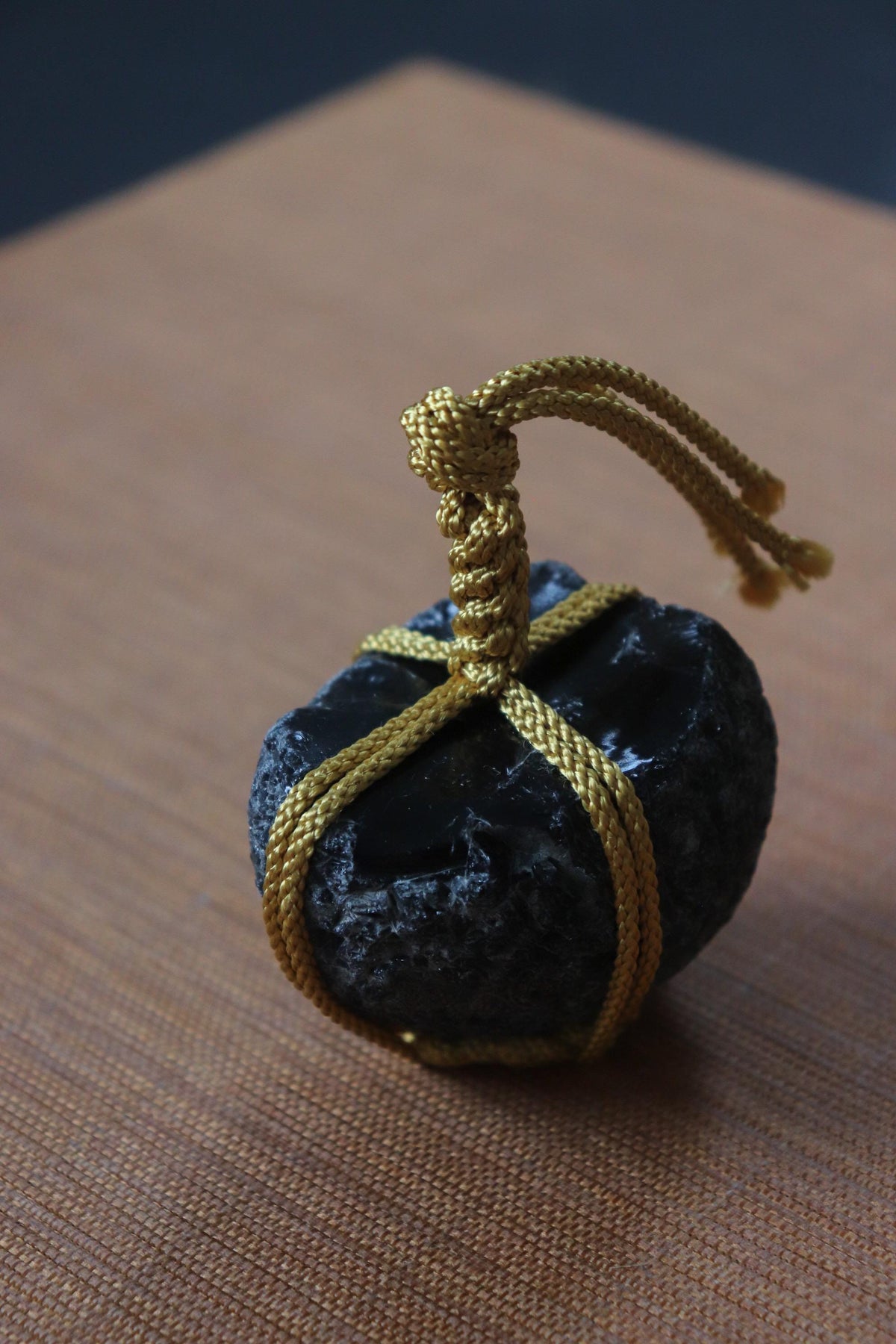 Japanese Sekimori-ishi Barrier Stone, Hokkaido Obsidian with Natural Fractured Surface, Wabi Sabi Garden Object