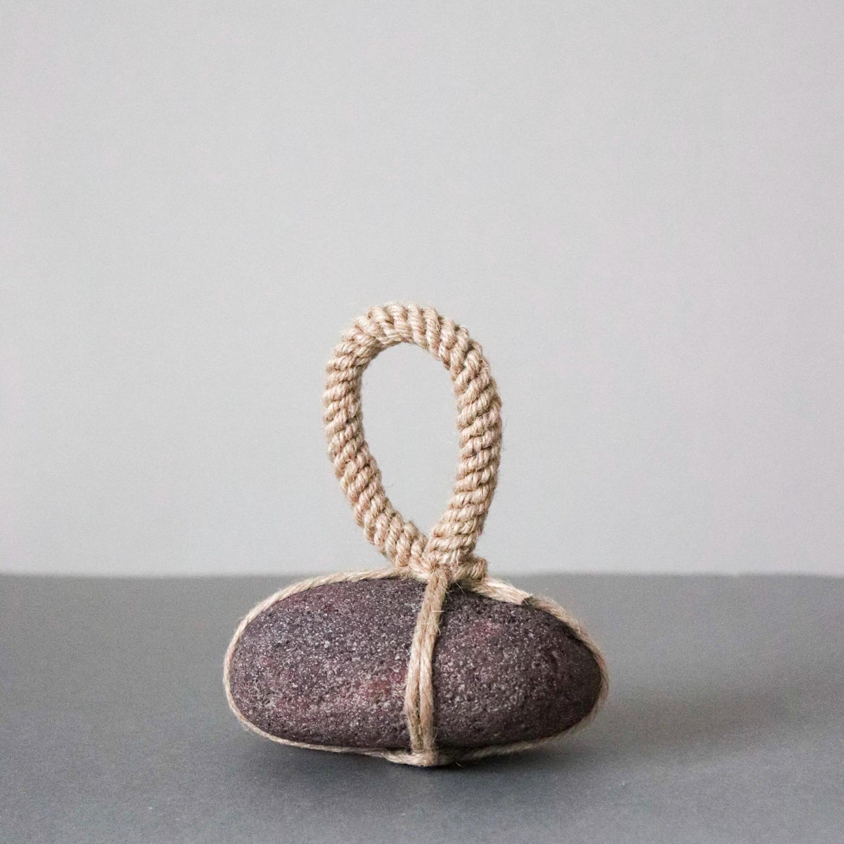 Japanese Sekimori-ishi Barrier Stone, Large Niigata Natural Stone with Hemp Cord, Wabi Sabi Sculptural Object