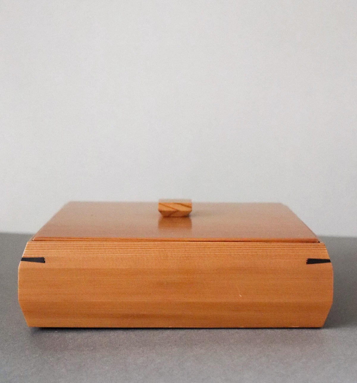 Vintage Japanese Magewappa Lidded Wood Box, Akita Traditional Craft, Square Bentwood Storage Box 20cm