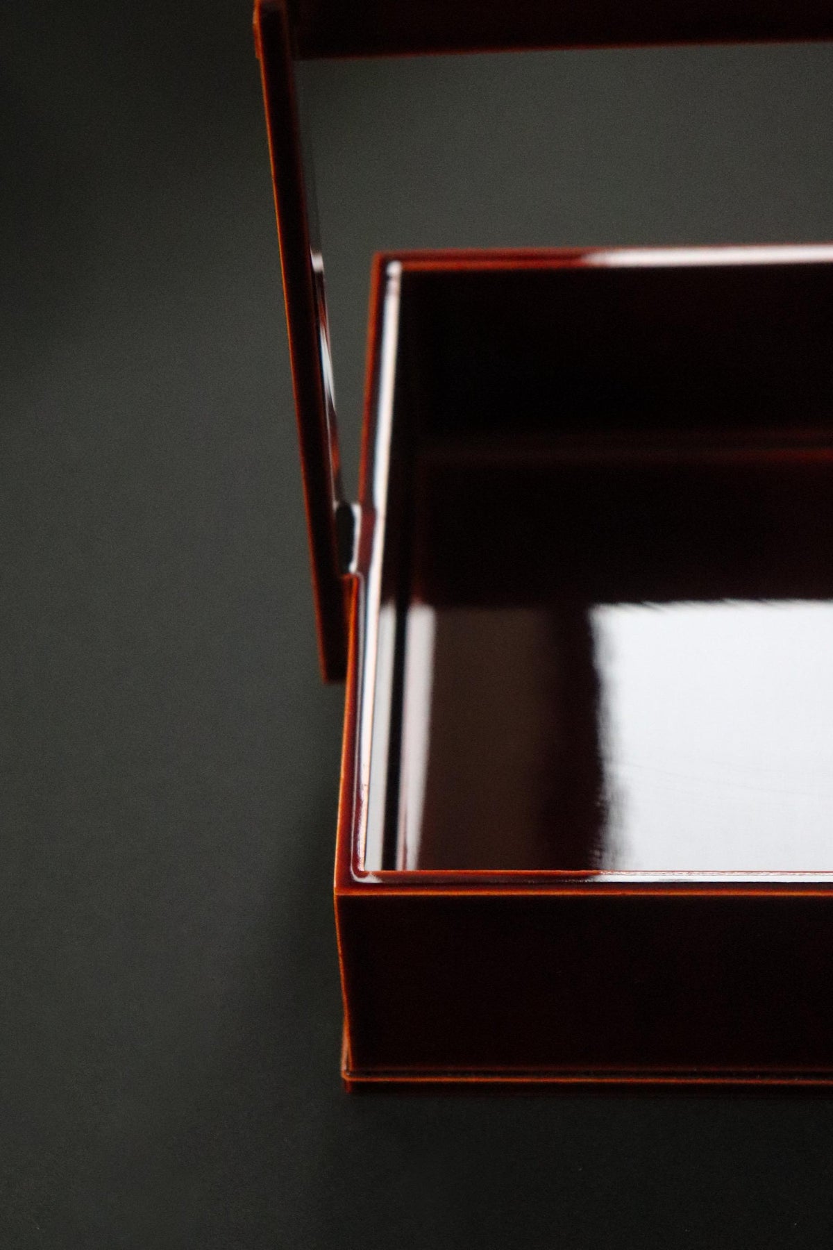 Unused Vintage Hida Takayama Shunkei Nuri Two Tier Lacquer Box, Japanese Urushi Jubako with Handle, Tea Ceremony Decor