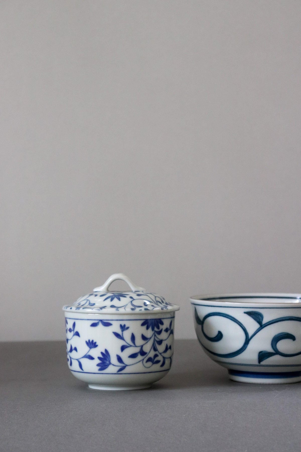 Japanese Blue & White Lidded Porcelain Bowl, Sometsuke Karakusa Covered Bowl, Small Serving Bowl, Made in Japan