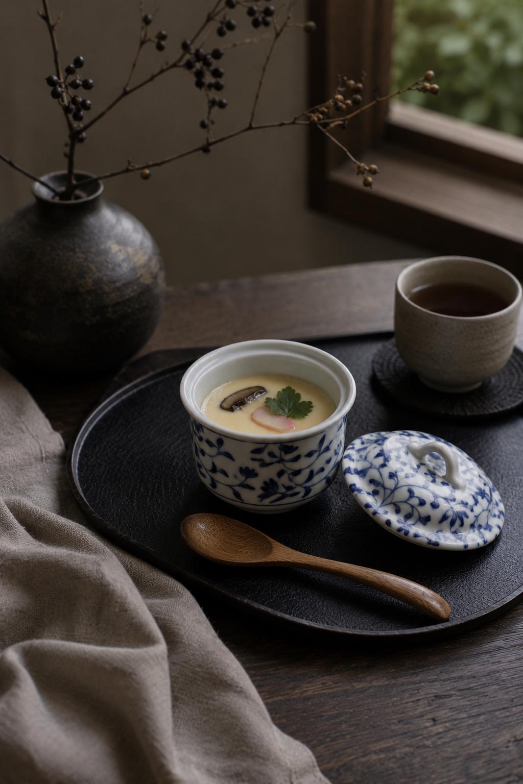 Japanese Blue & White Lidded Porcelain Bowl, Sometsuke Karakusa Covered Bowl, Small Serving Bowl, Made in Japan