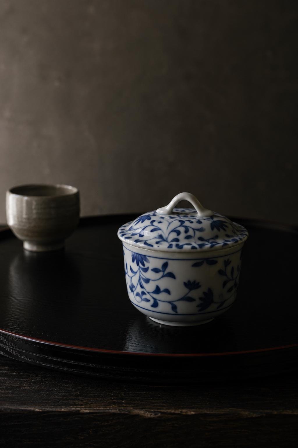 Japanese Blue & White Lidded Porcelain Bowl, Sometsuke Karakusa Covered Bowl, Small Serving Bowl, Made in Japan