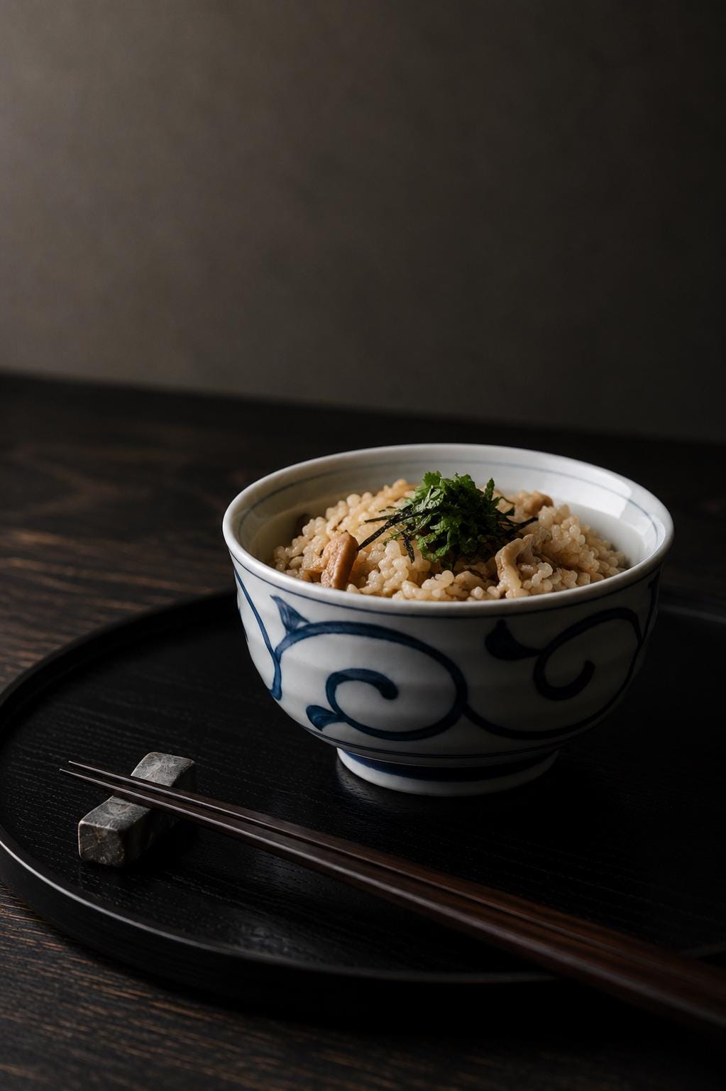 Japanese Mino Ware Small Donburi Bowl, Blue & White Karakusa Rice Bowl, Udon Soba Soup Bowl, Made in Japan