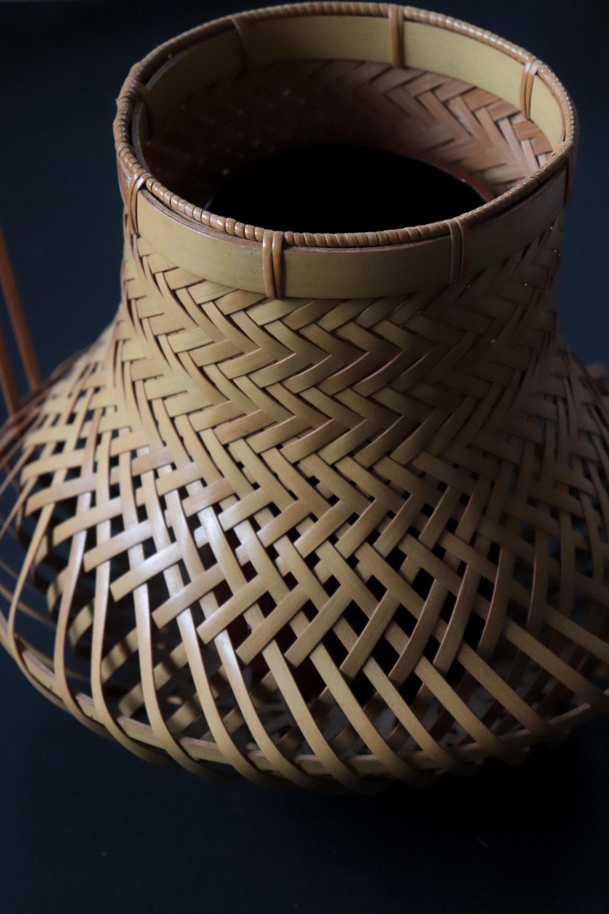 Vintage Japanese Bamboo Hanakago, Ikebana Flower Basket, Sculptural Woven Bamboo Tea Ceremony Decor