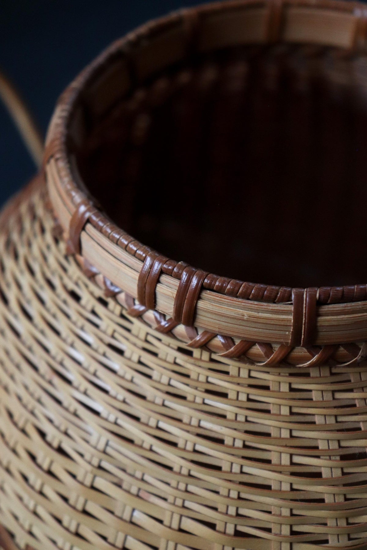 Vintage Japanese Bamboo Hanakago, Ikebana Flower Basket with Liner, Sculptural Tea Ceremony Decor