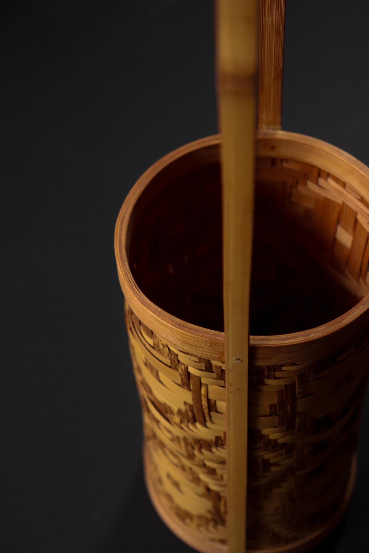 Vintage Japanese Bamboo Hanakago, Ikebana Flower Basket with Liner, Sculptural Tea Ceremony Decor