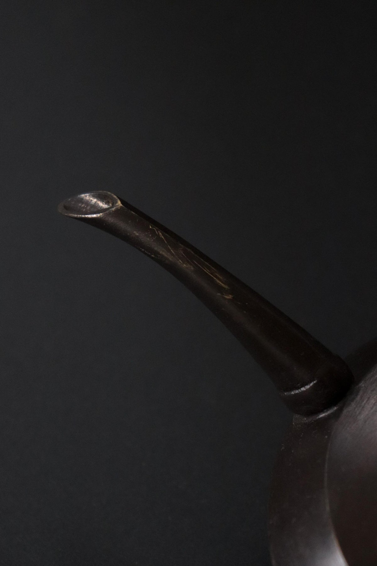 Vintage Japanese Brass Suiteki Water Dropper, Calligraphy Tool, Sculptural Metalwork Vessel, 19cm