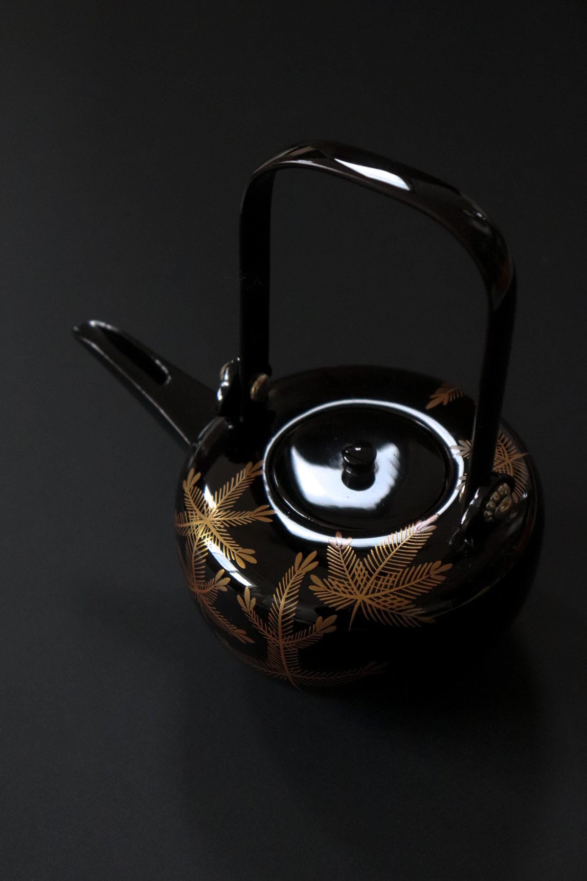 Vintage Japanese Lacquerware Choshi Sake Pourer, Maki-e Toso Vessel, Black Lacquer Wooden Ceremonial Ware